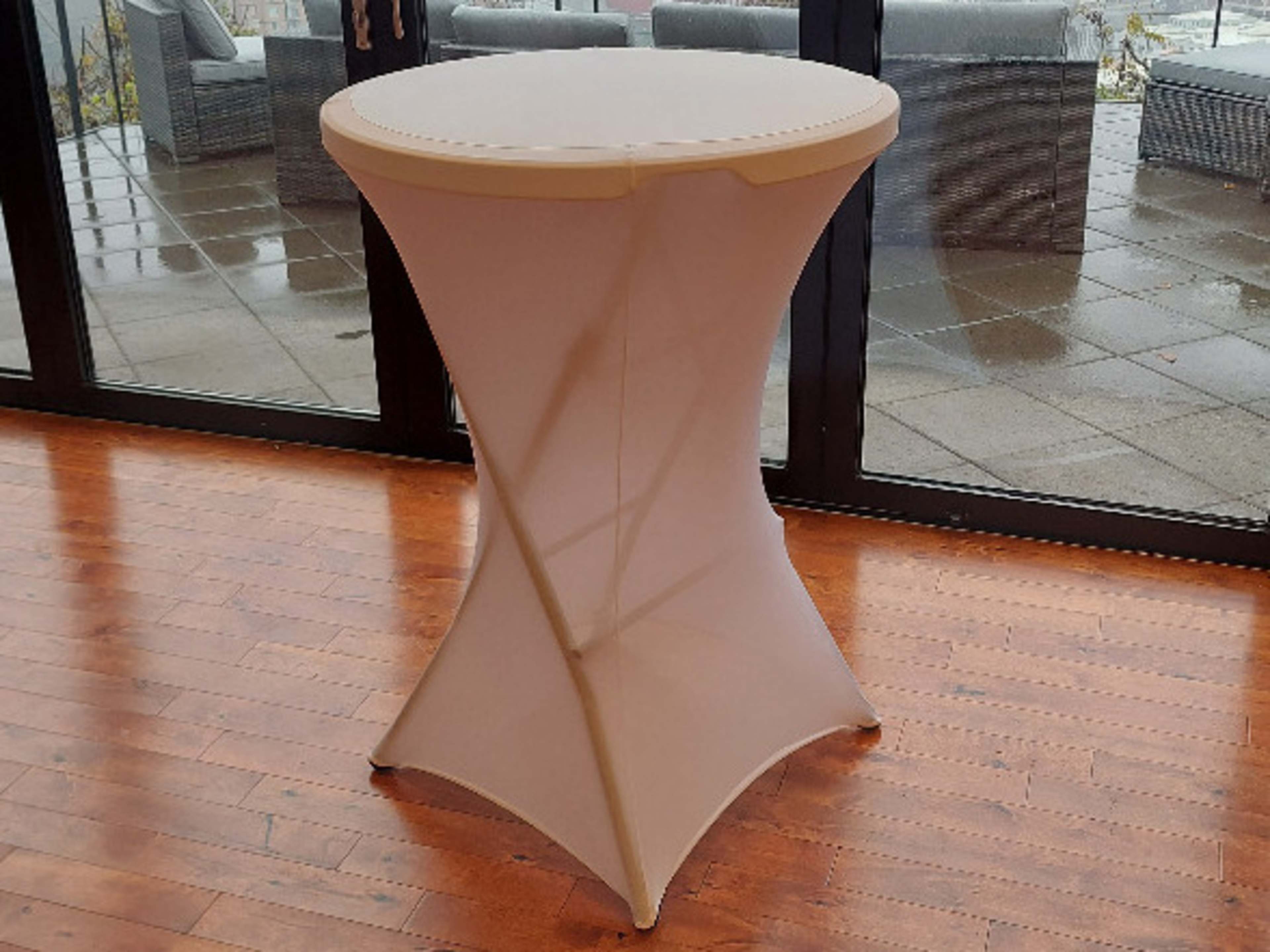 High Top Cocktail Tables. White or Black Linens