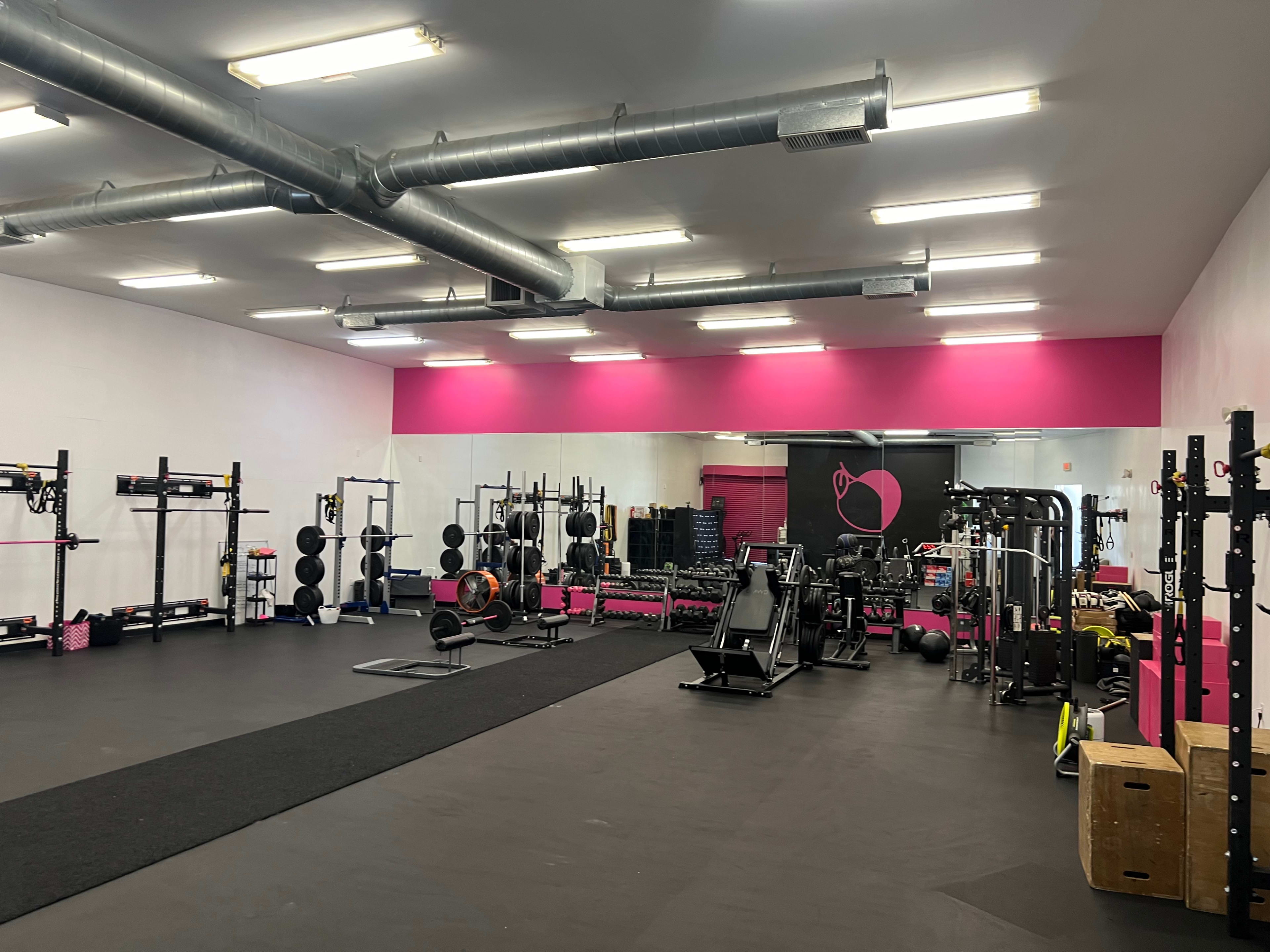 Stylish and functional Pink, white and black fitness studio Image in Catalina Villas, Pasadena, CA