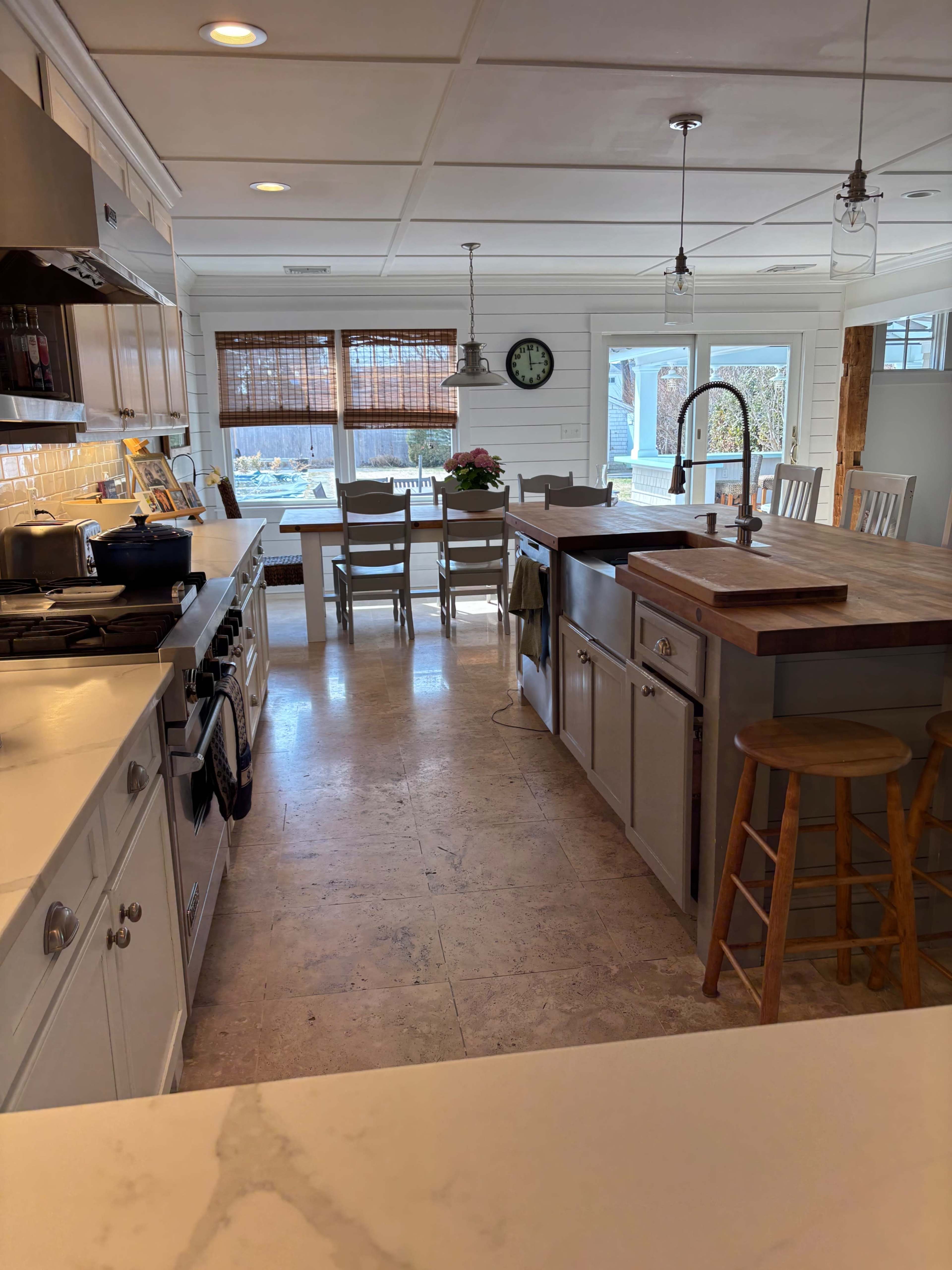 White farmhouse kitchen with marina views Image in Babylon, Babylon, NY