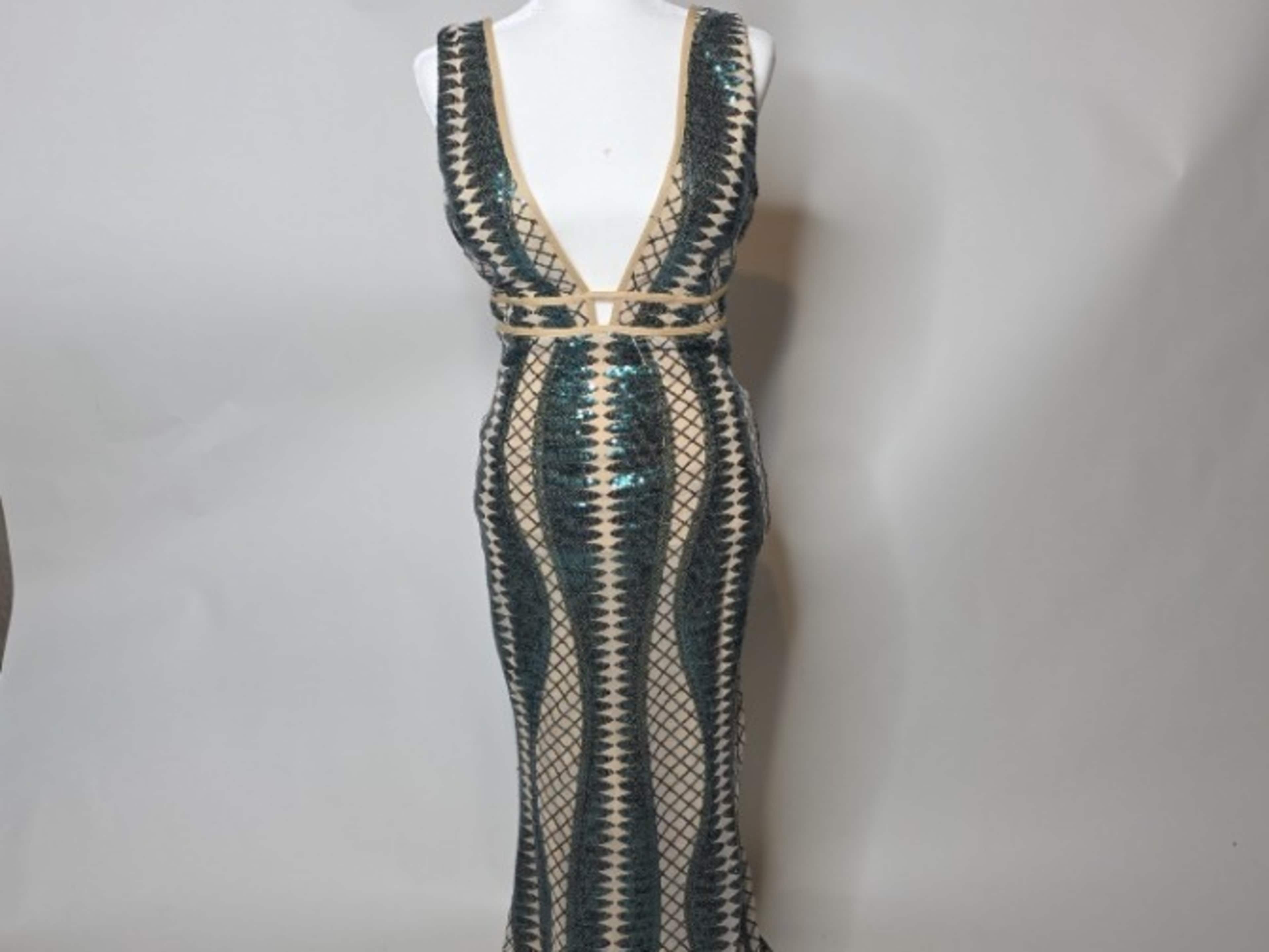 Art Deco Sequin Evening Gown (Size Medium)