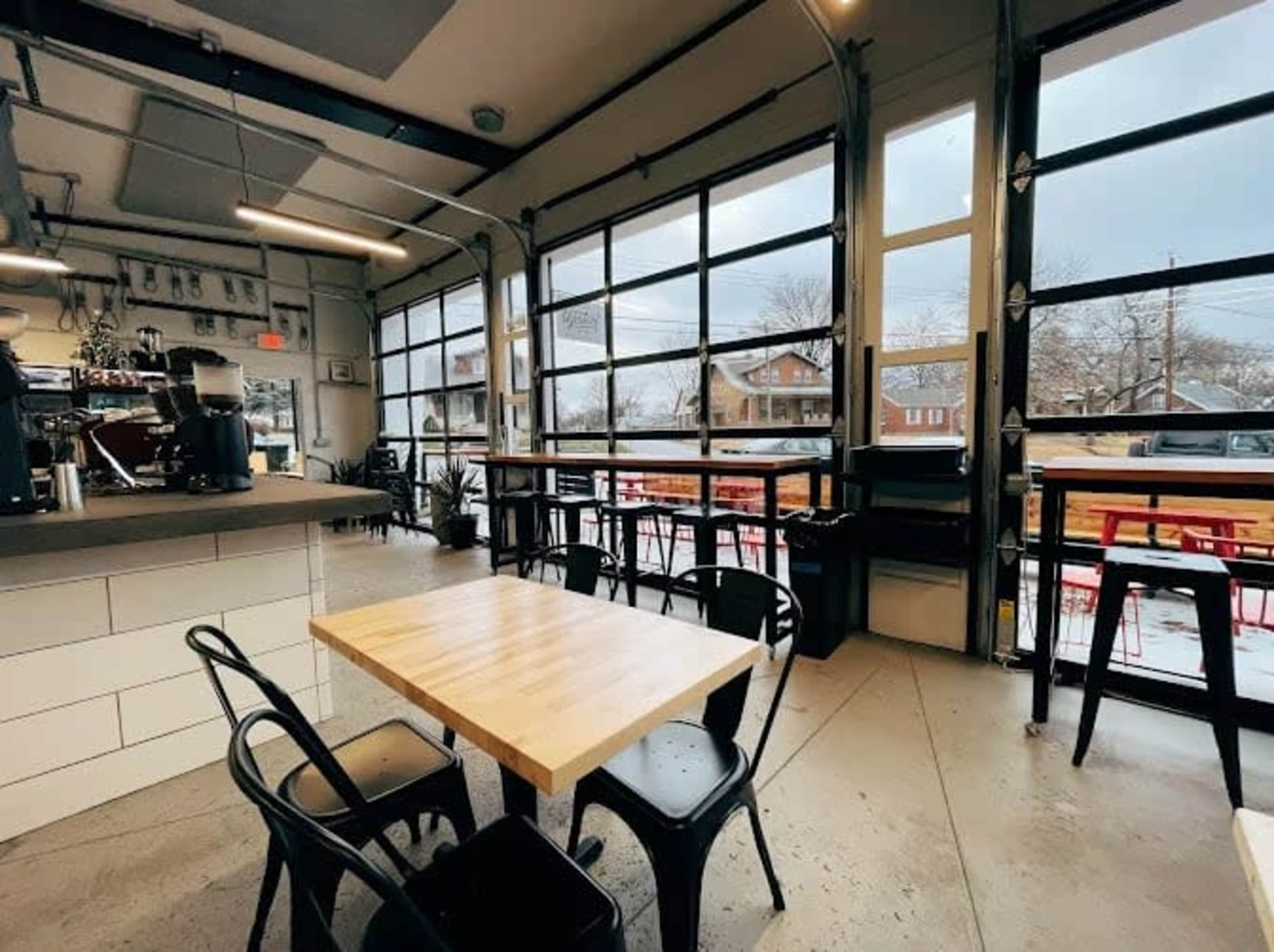 Mid century modern coffee shop in a converted service station near Lindenwood University Image in , St charles, MO