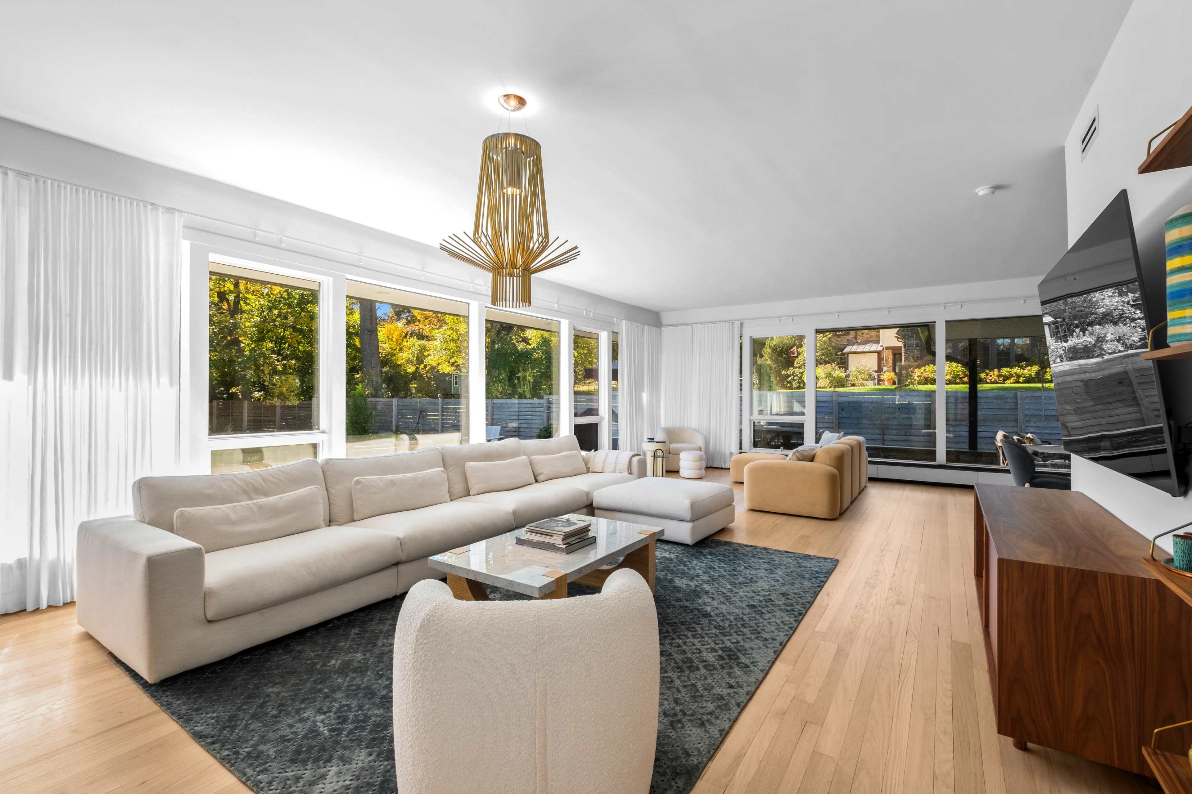 Light-Drenched Mid Century Home with Architectural Elegance and Open Views Image in Lower Merion Township, Wynnewood, PA