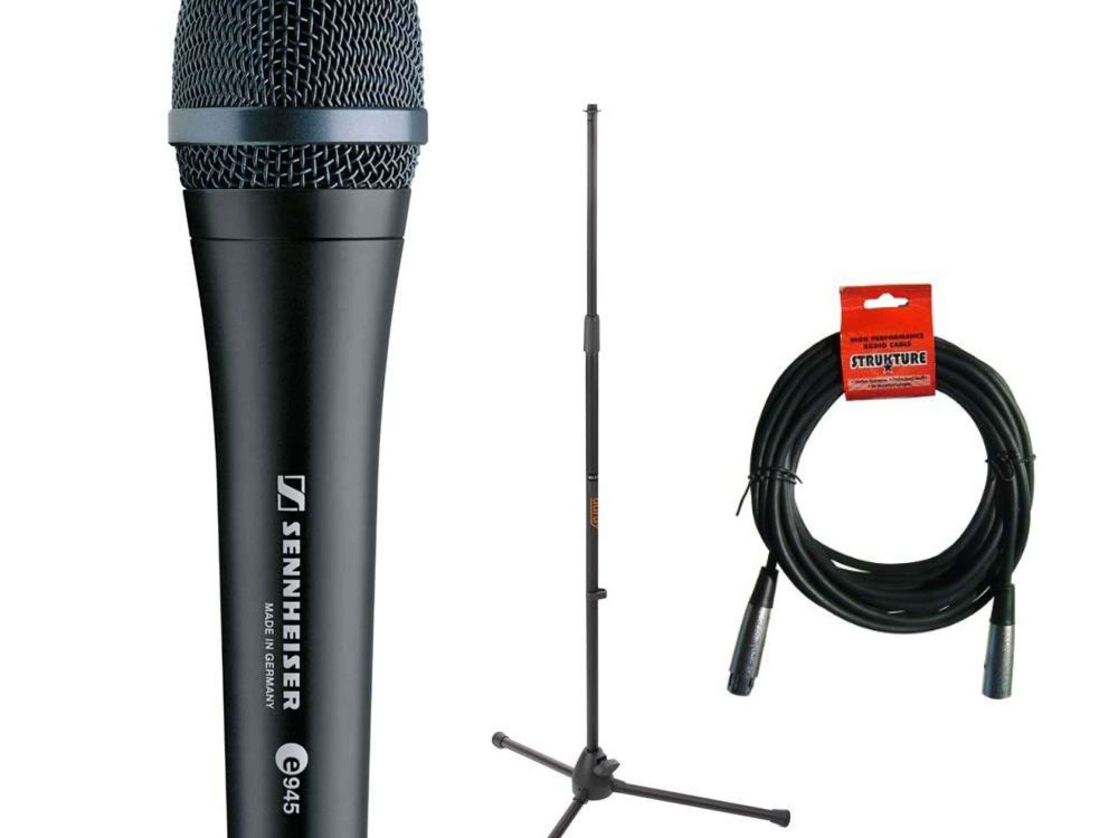 Microphones, boom stands, XLR cables, 1/4" cables