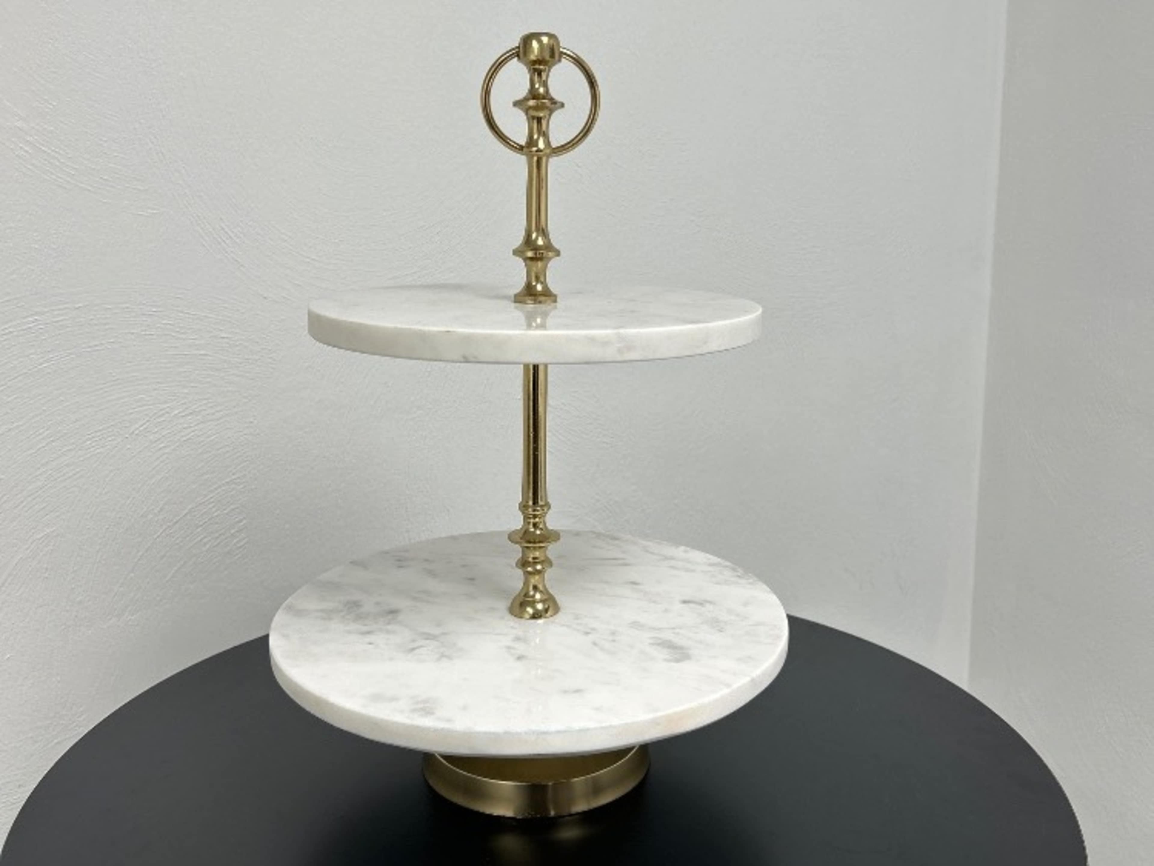 Round Marble Two Tier Serving Stand