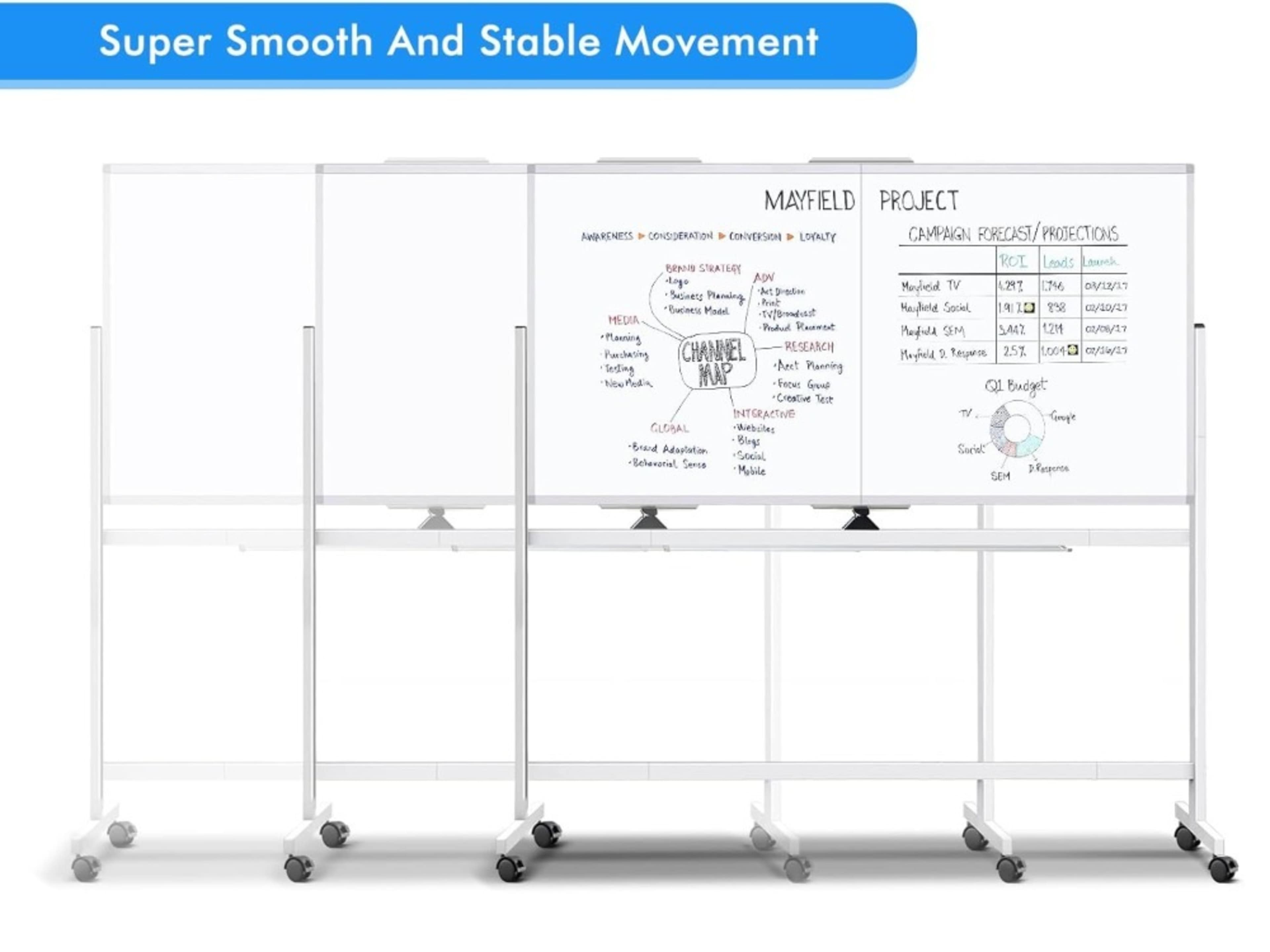 72x40 Large Rolling White Board 