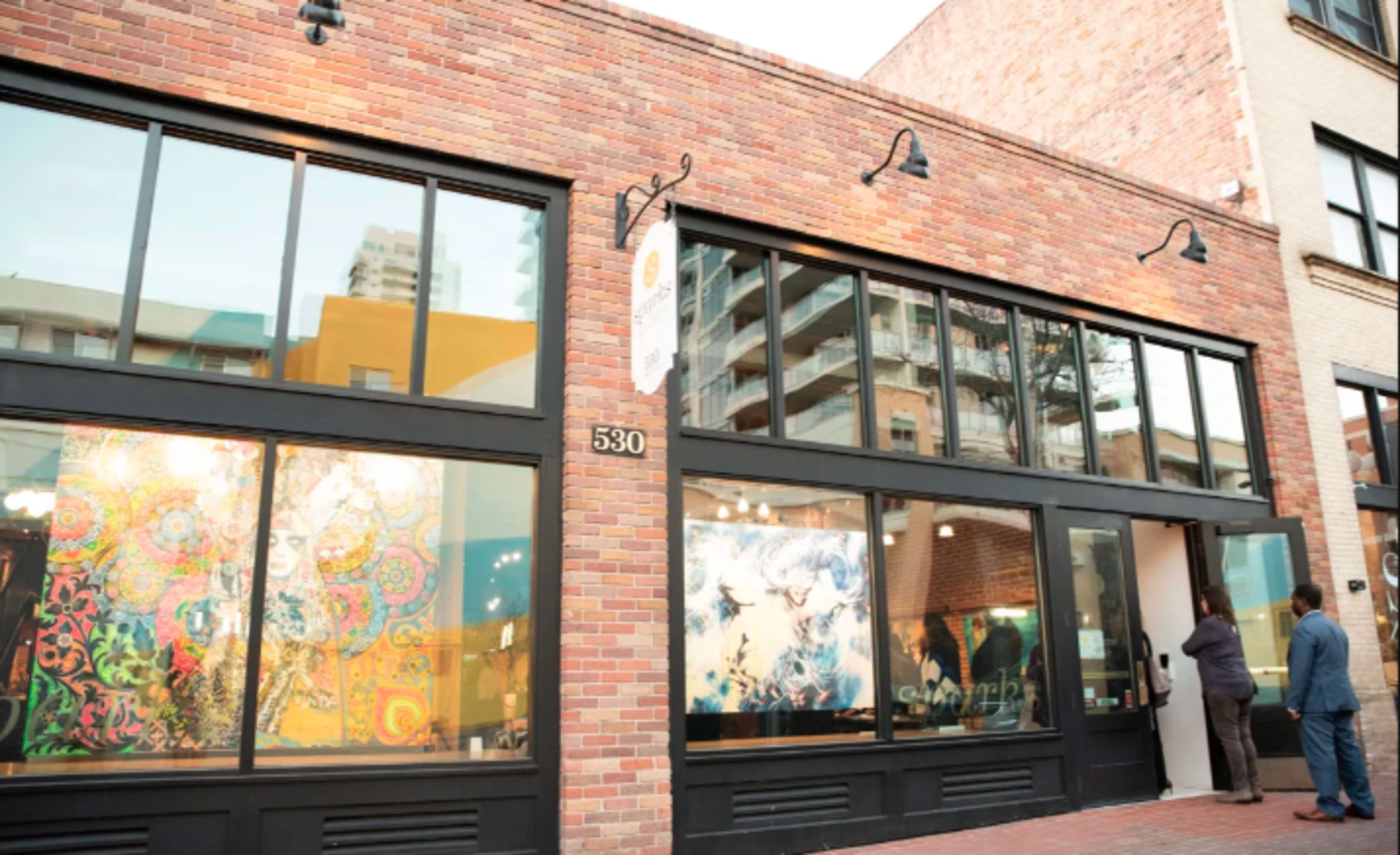 Small Micro Wedding Venue with 1920s Theme with Brick in Urban Gaslamp Art Gallery Image in Asian Pacific Thematic Historic District, San Diego, CA