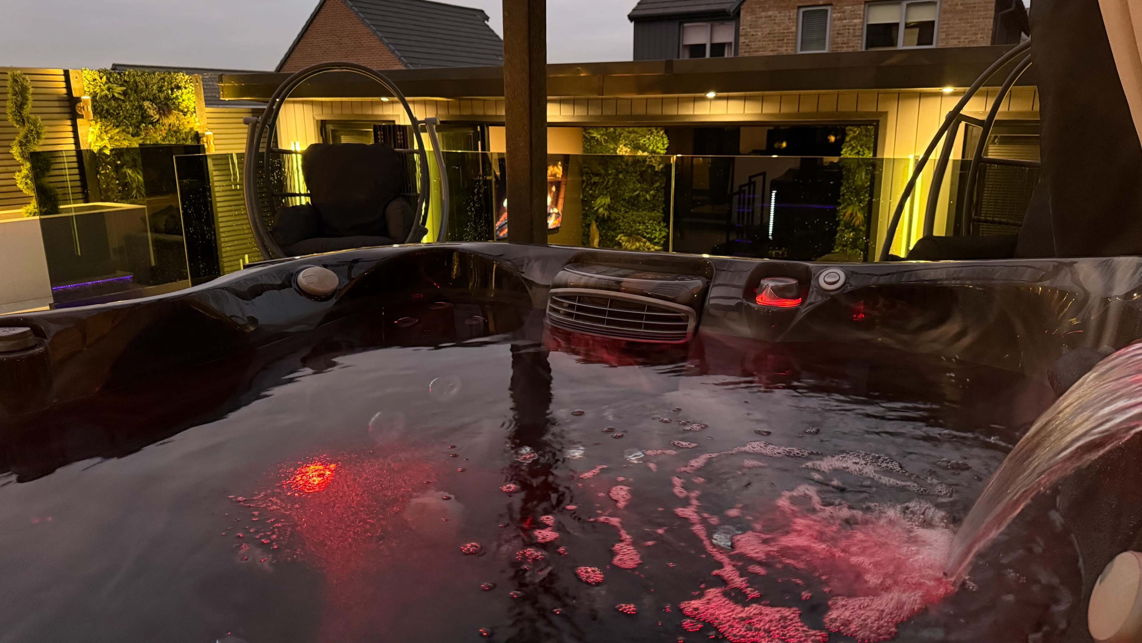 Luxury Outdoor Garden with Night Life Lighting & Hot Tub Image in Livesey, BLACKBURN, ENG