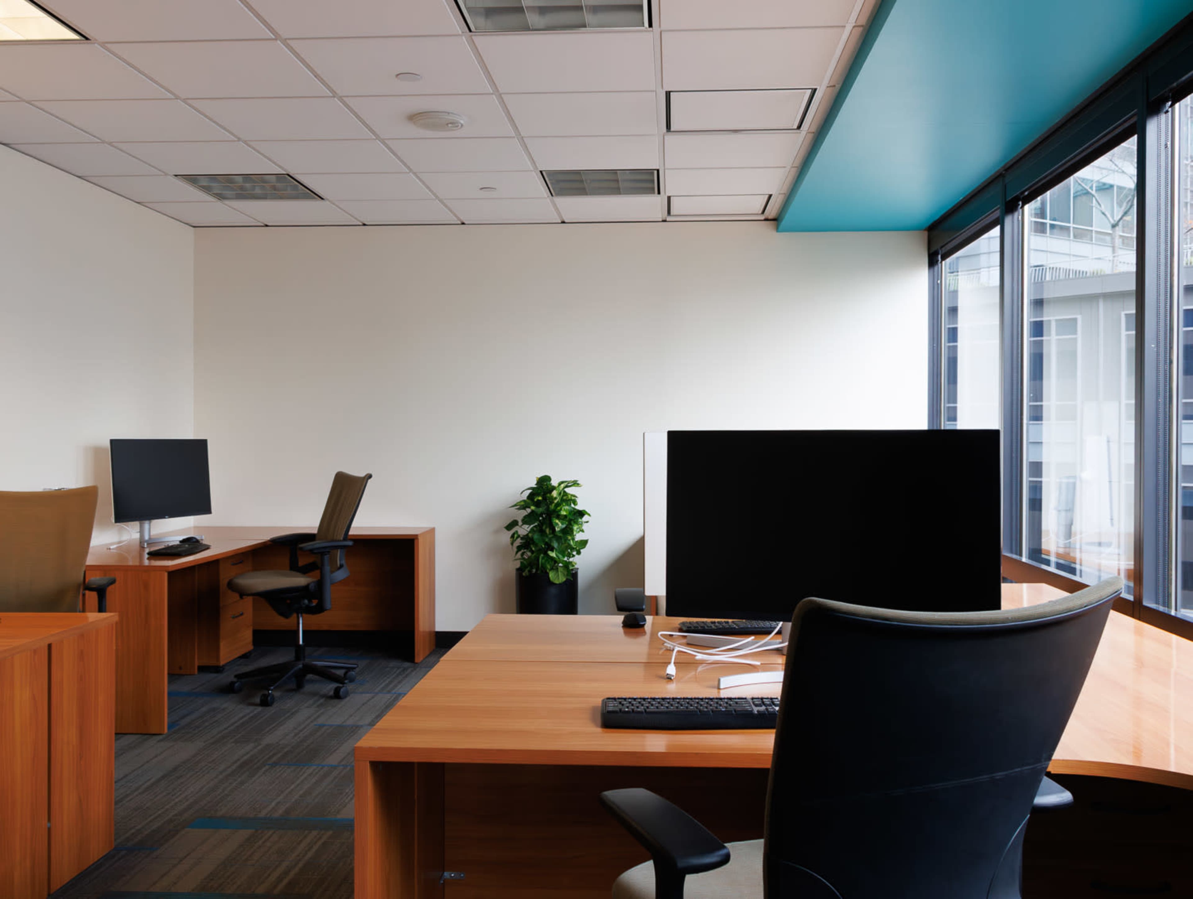 Hawaii: Tech Team Suite with 7 4K Monitors & Floor-to-Ceiling City Views Image in Central Business District, Seattle, WA
