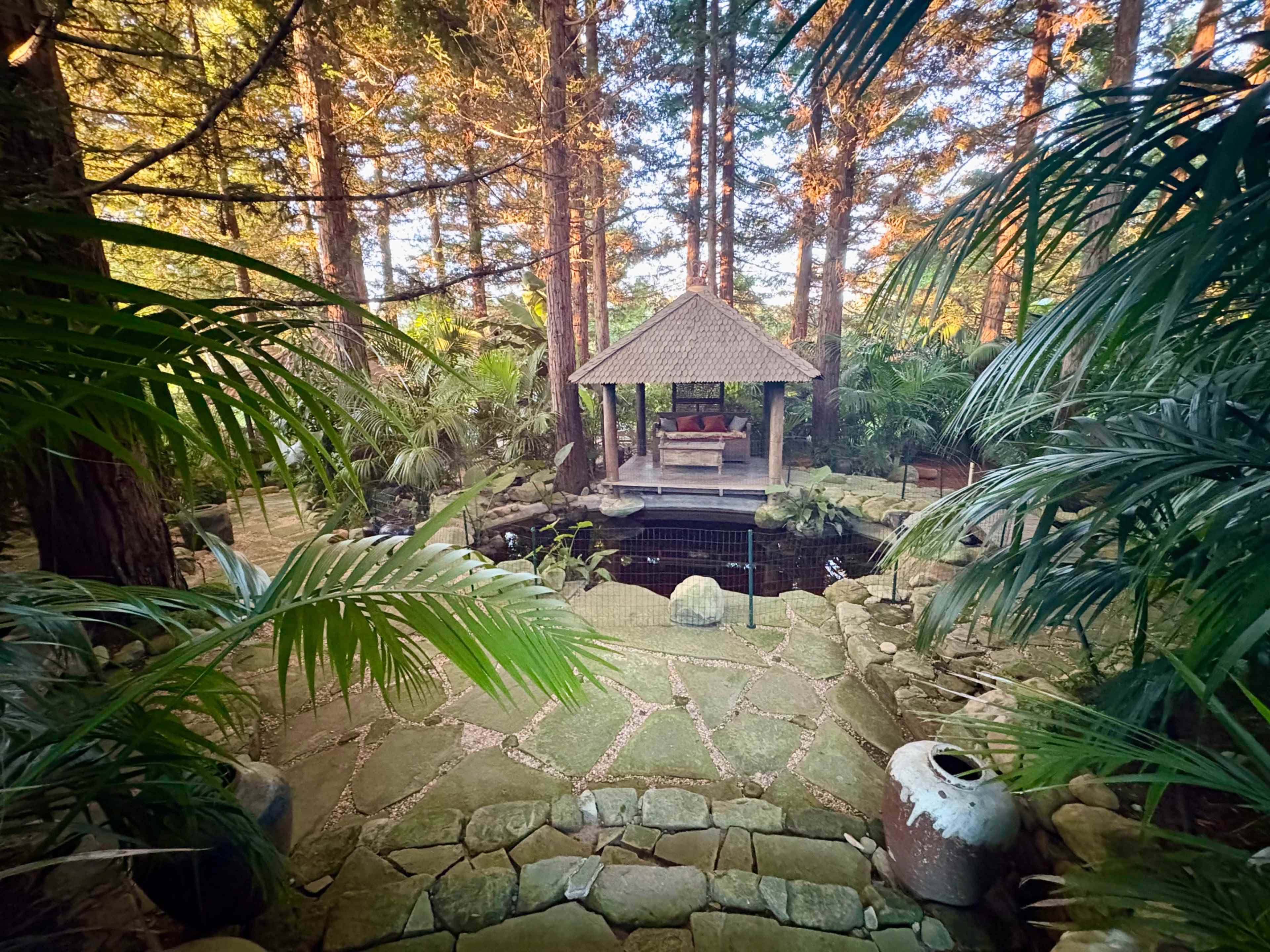 Lush Bali-Inspired Garden in a Redwood Grove Image in Montecito, Santa Barbara, CA
