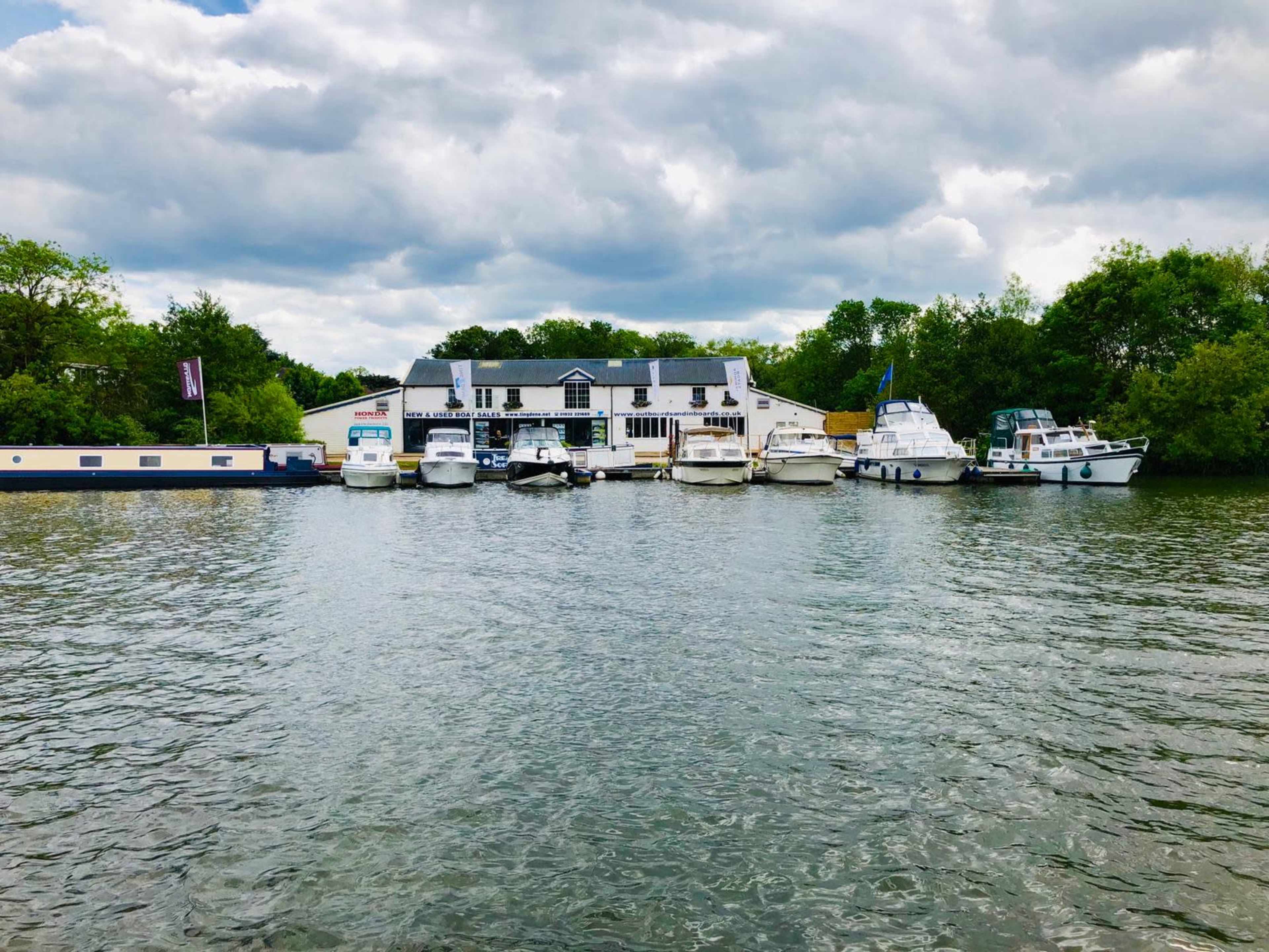 Historic Boathouse, meeting space next to the river Thames. Image in , Walton-on-Thames, ENG