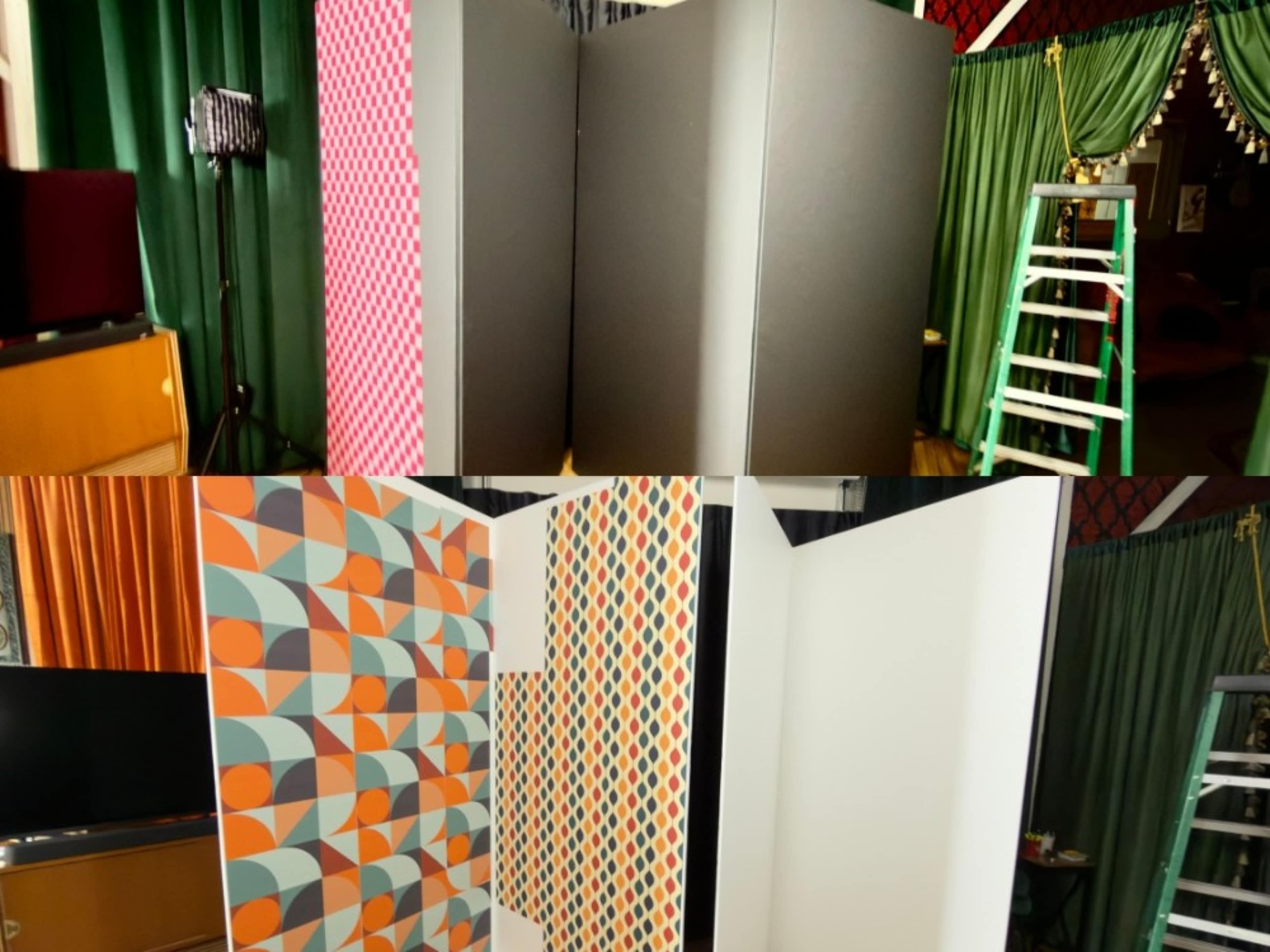 2 V-FLATS  Black/ White/ and RETRO WALLPAPER sides