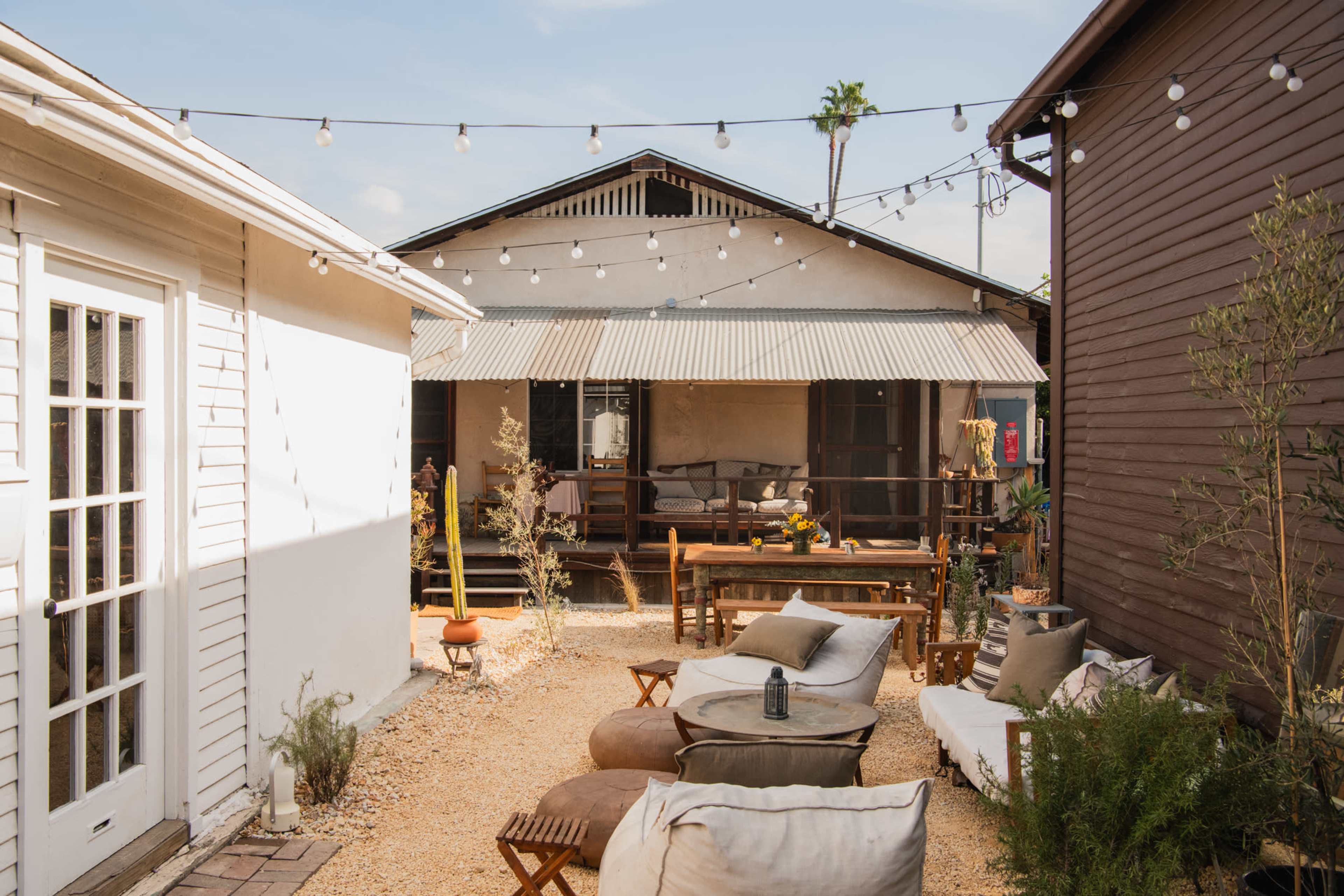 Unique Rustic Urban Back Yard with Cabin and Barn Studio Image in Leimert Park, Los Angeles, CA