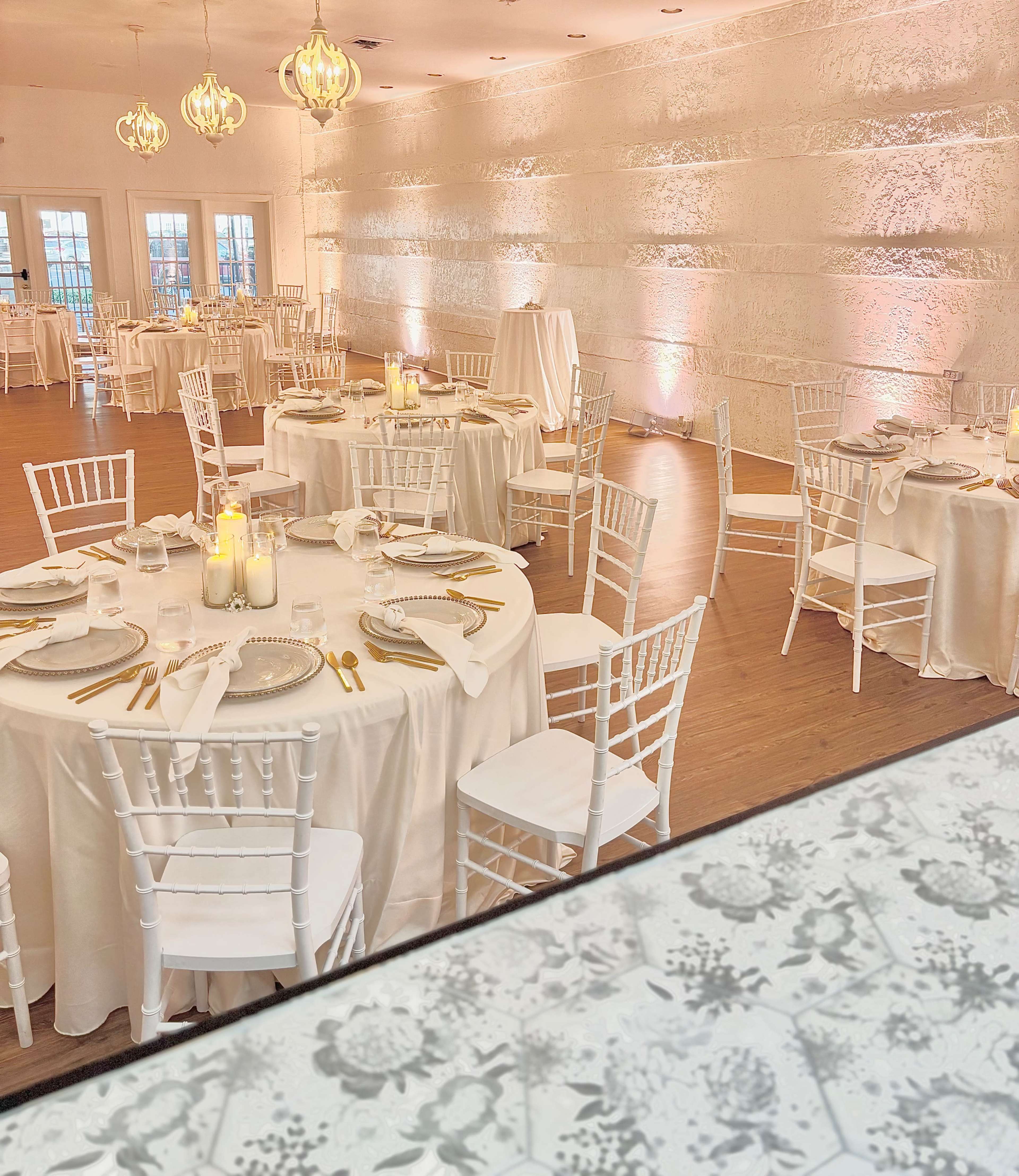 Swanky black and white themed venue with light oak flooring Image in North Virginia Beach, Virginia Beach, VA