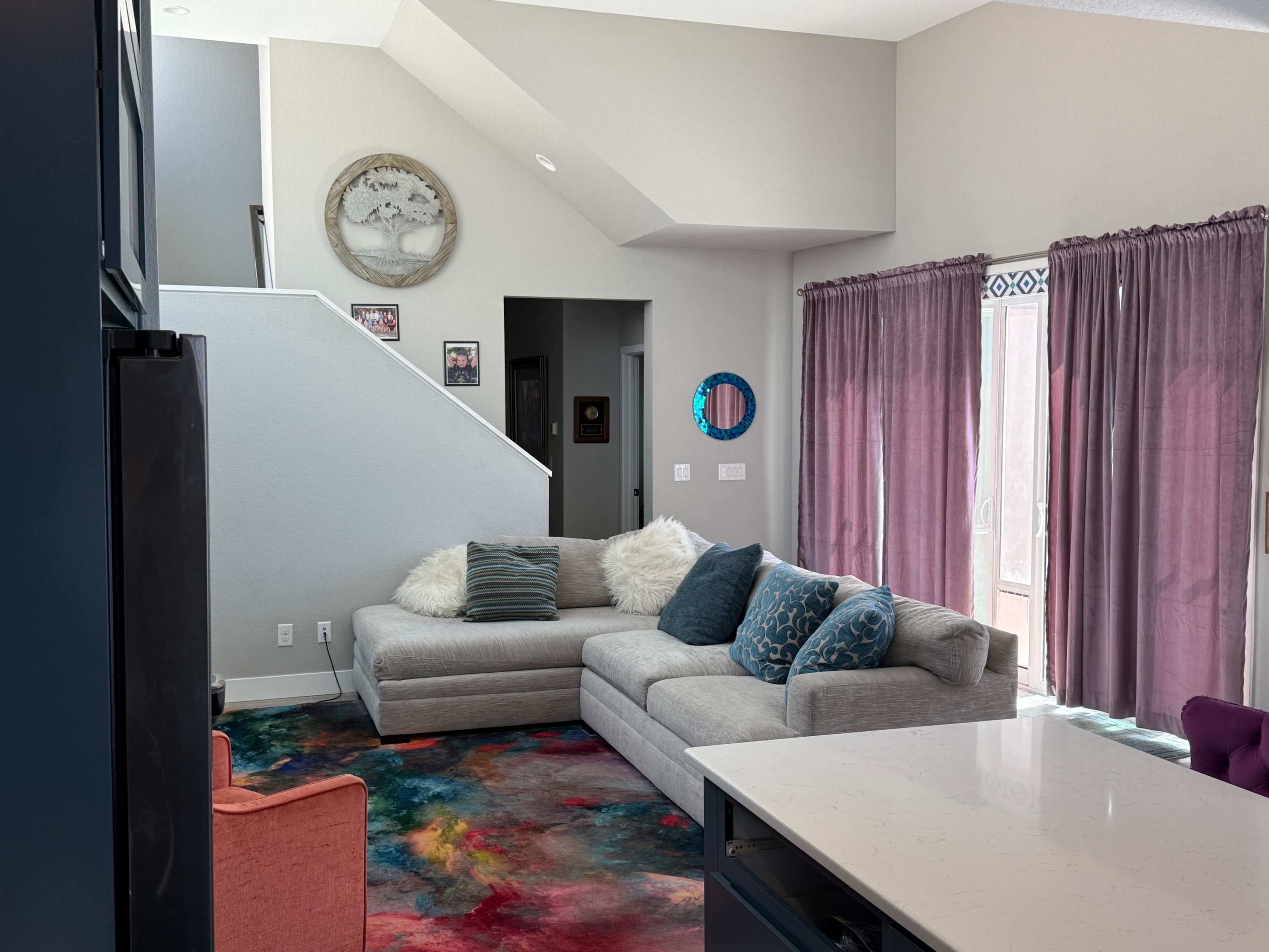 Ultra Modern natural light filled. Rooftop deck with Rocky Mountain View’s. Professional music recording studio. Side yard with gazebo on Astro turf. Image in Twin Lakes, Denver, CO