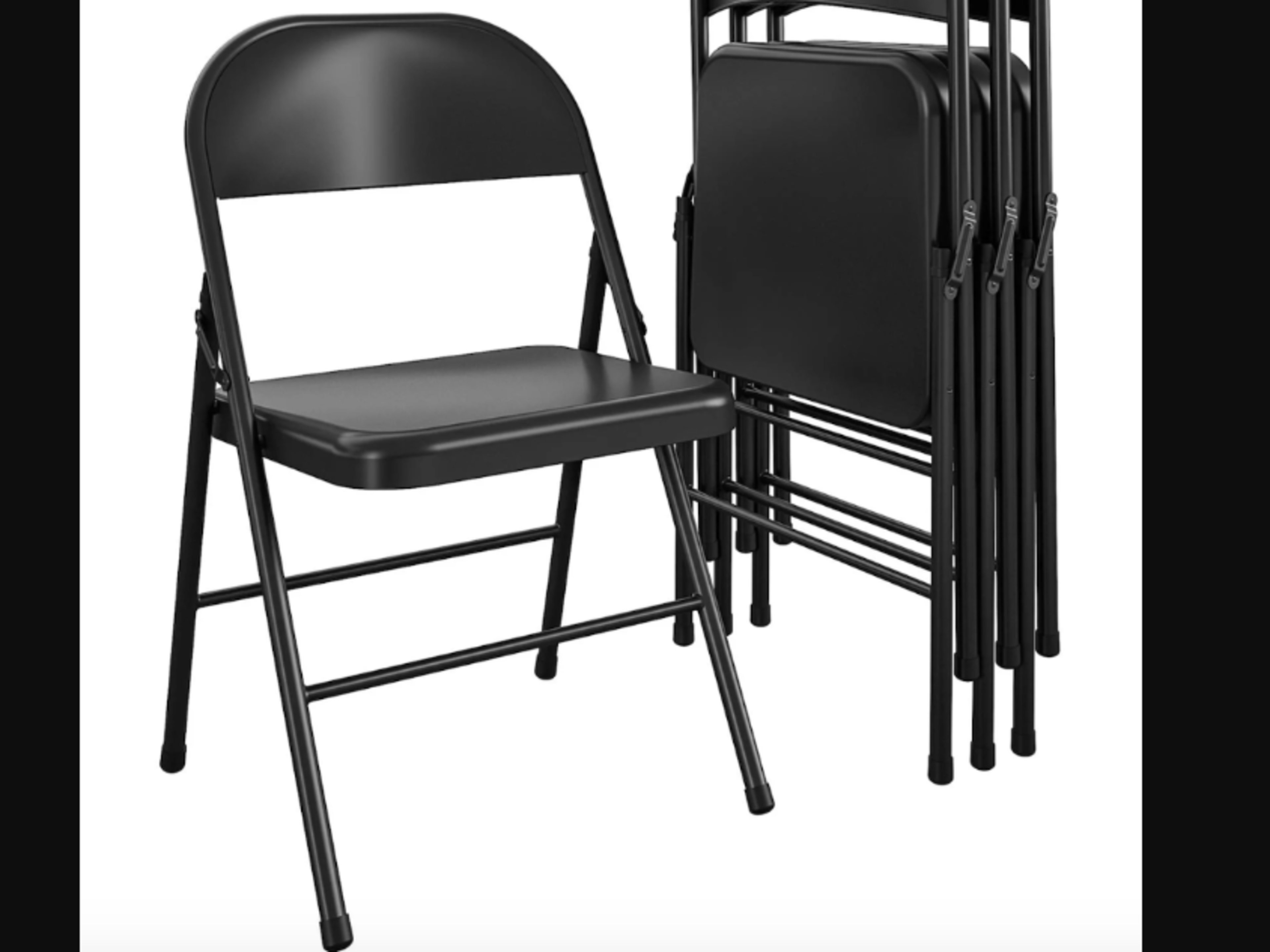 Folding Metal Chairs - Black 