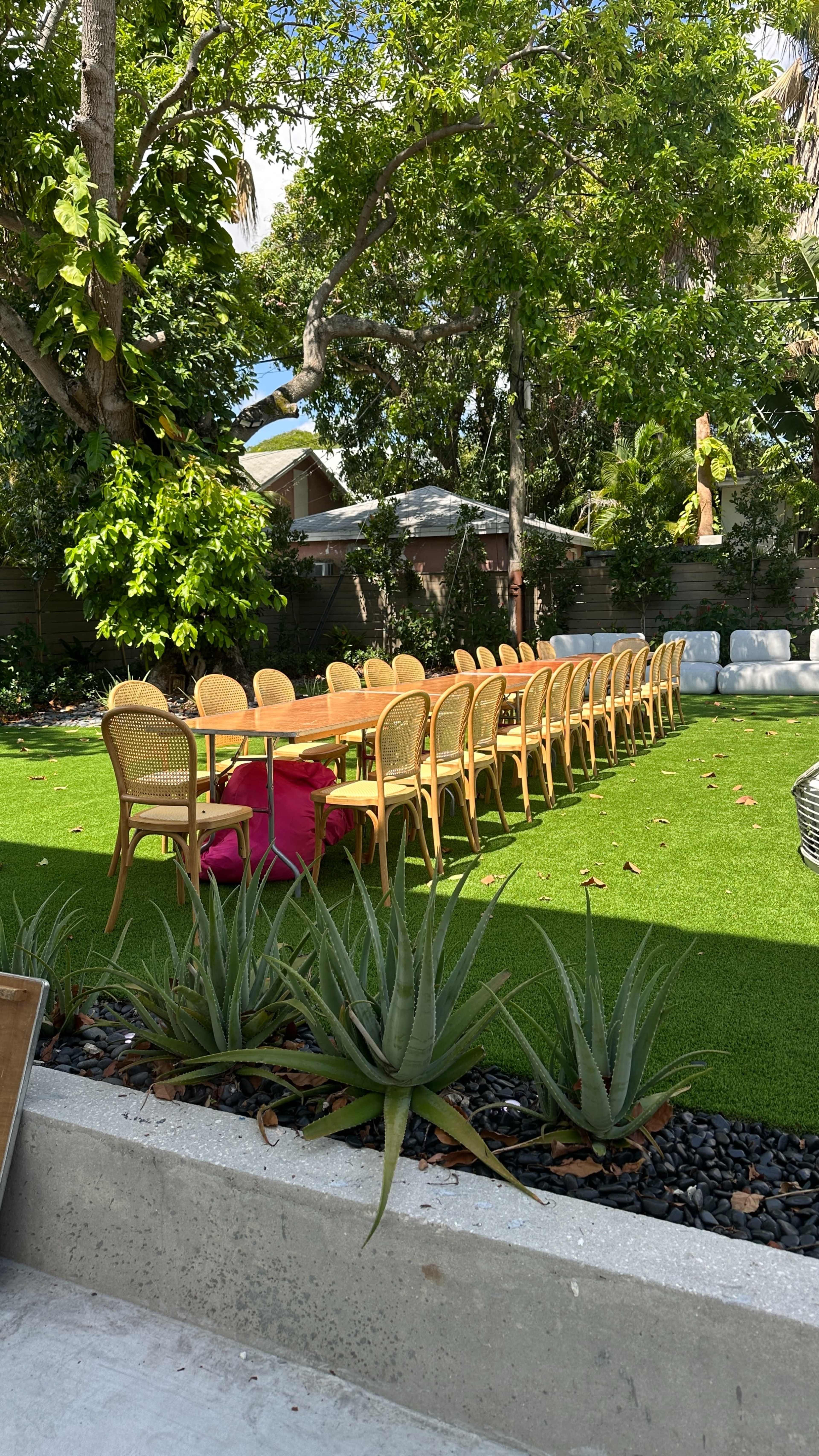 Beautifully landscaped backyard, with lighting, speakers and ambiance. Image in Miami, Miami, FL