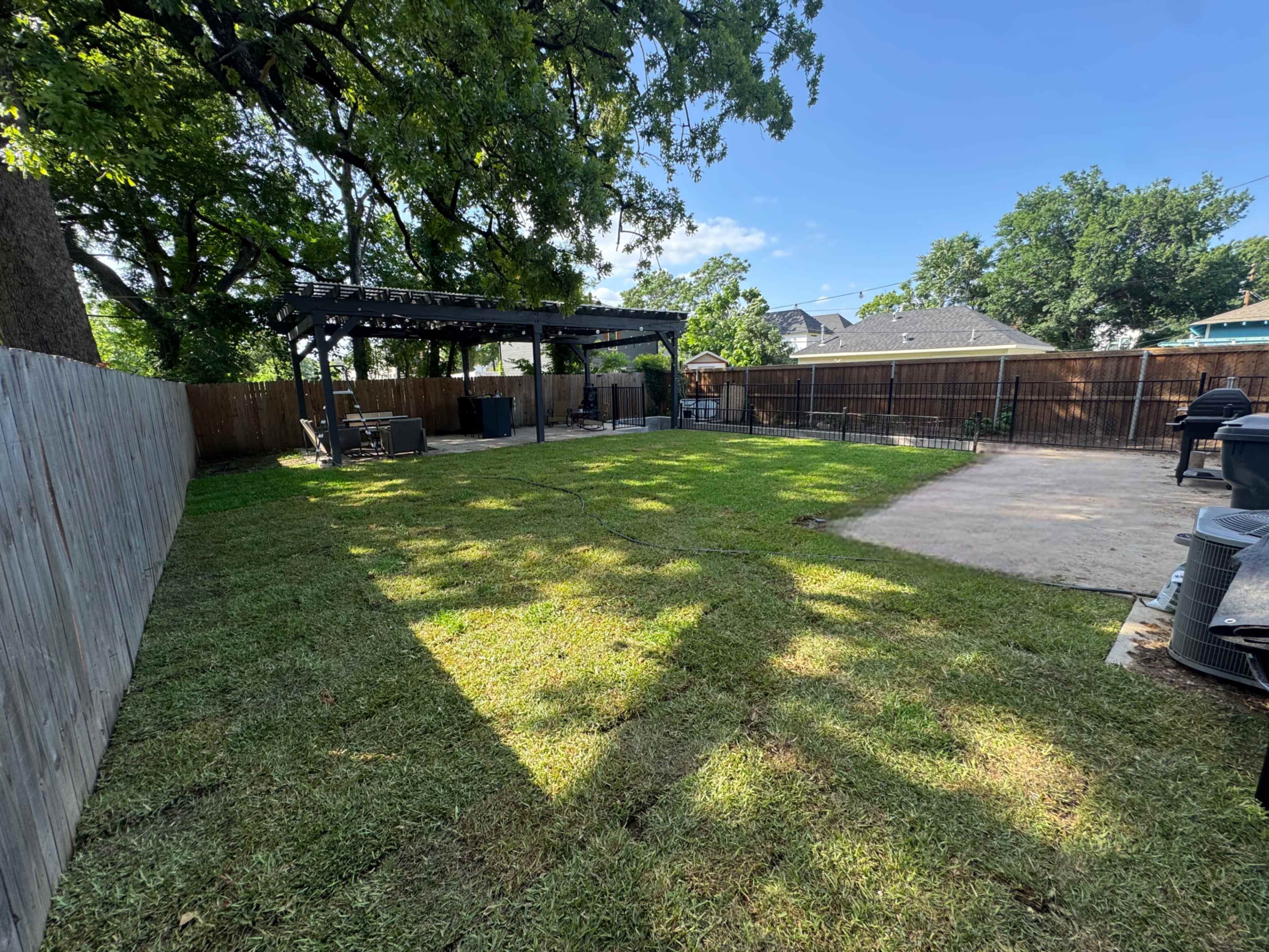 Urban Backyard Oasis with Sunken Lounge + Covered Pergola Image in South Dallas, Dallas, TX