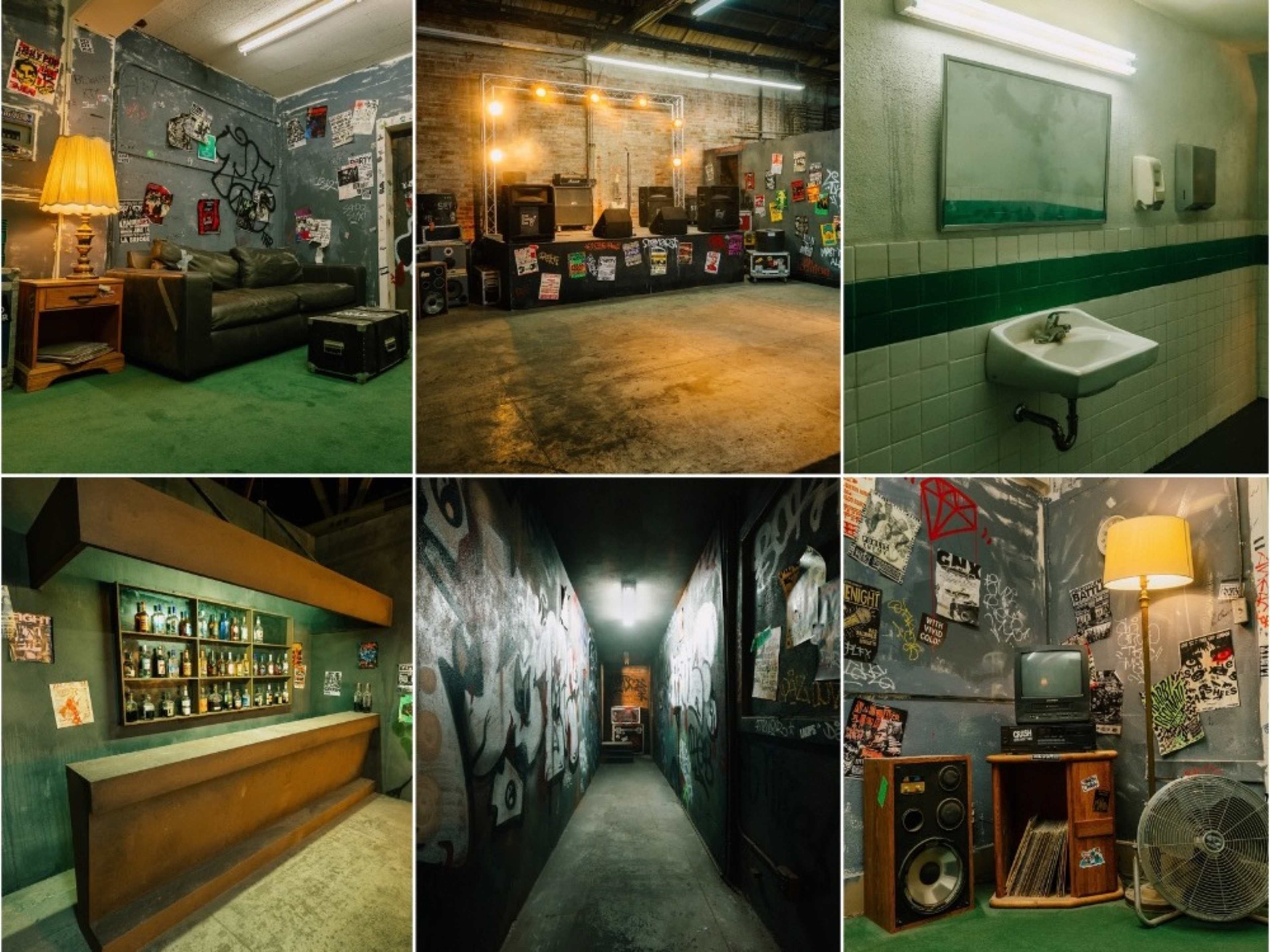 Warehouse Venue + Greenroom & Grungy Bathroom Sets