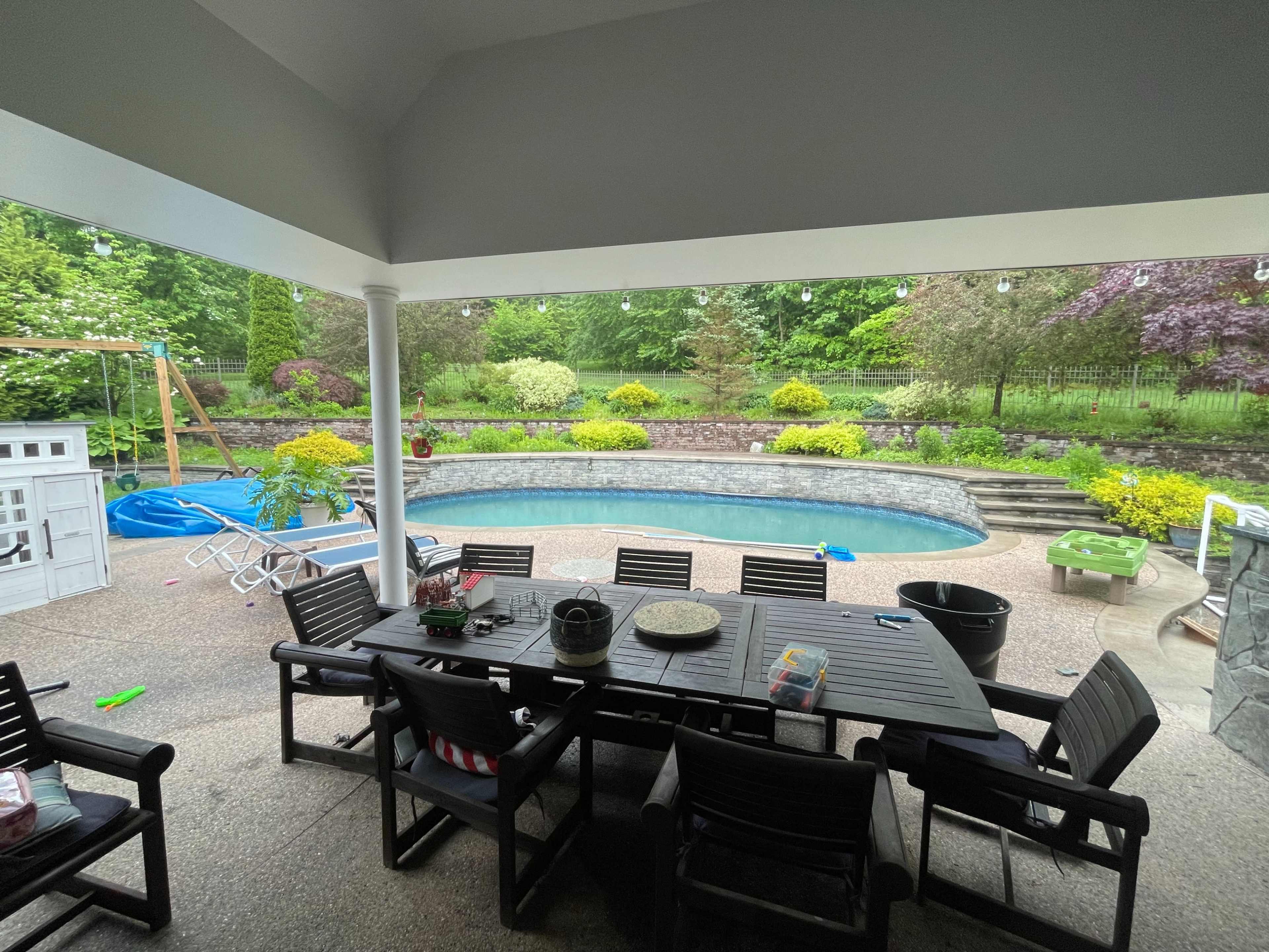 Serene Backyard Oasis with Pool, Covered Patio & Sunset Views Image in Goffstown, Goffstown, NH