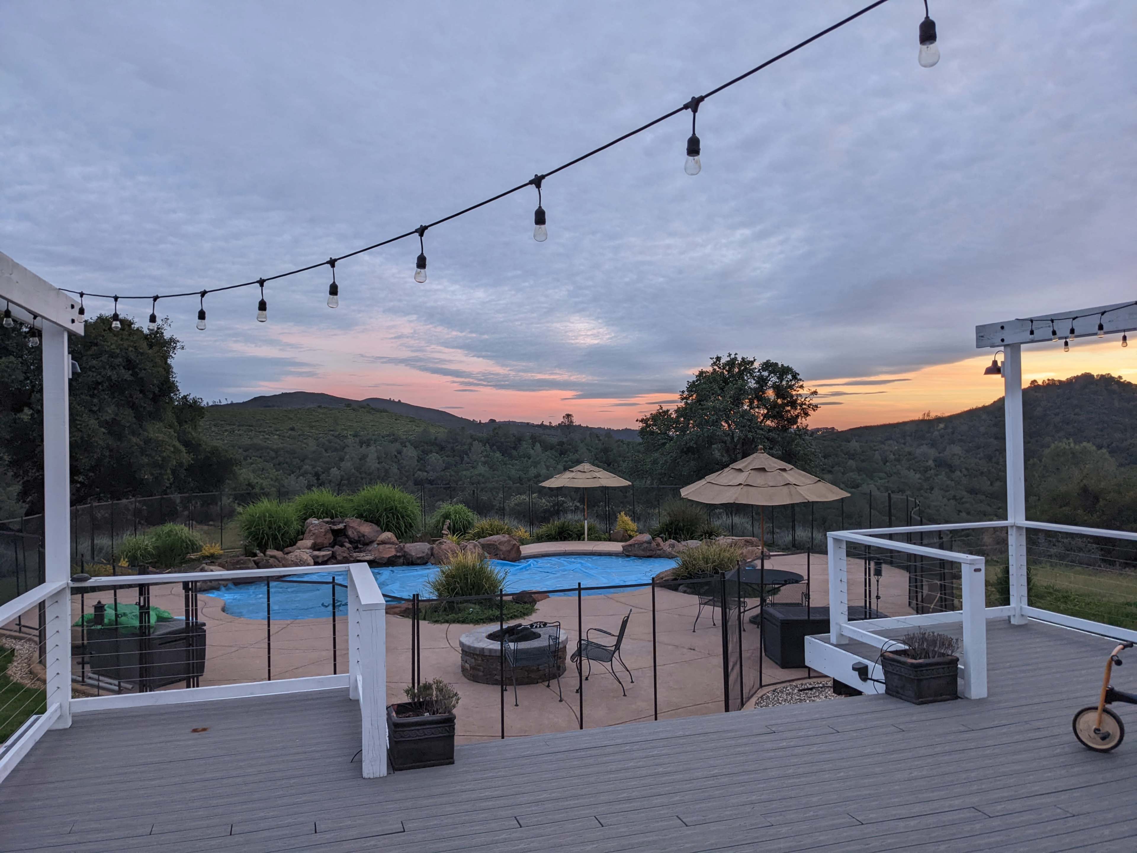 Upscale Pool with Waterfall in Secluded Hilltop Estate with Views Image in , Pilot Hill, CA
