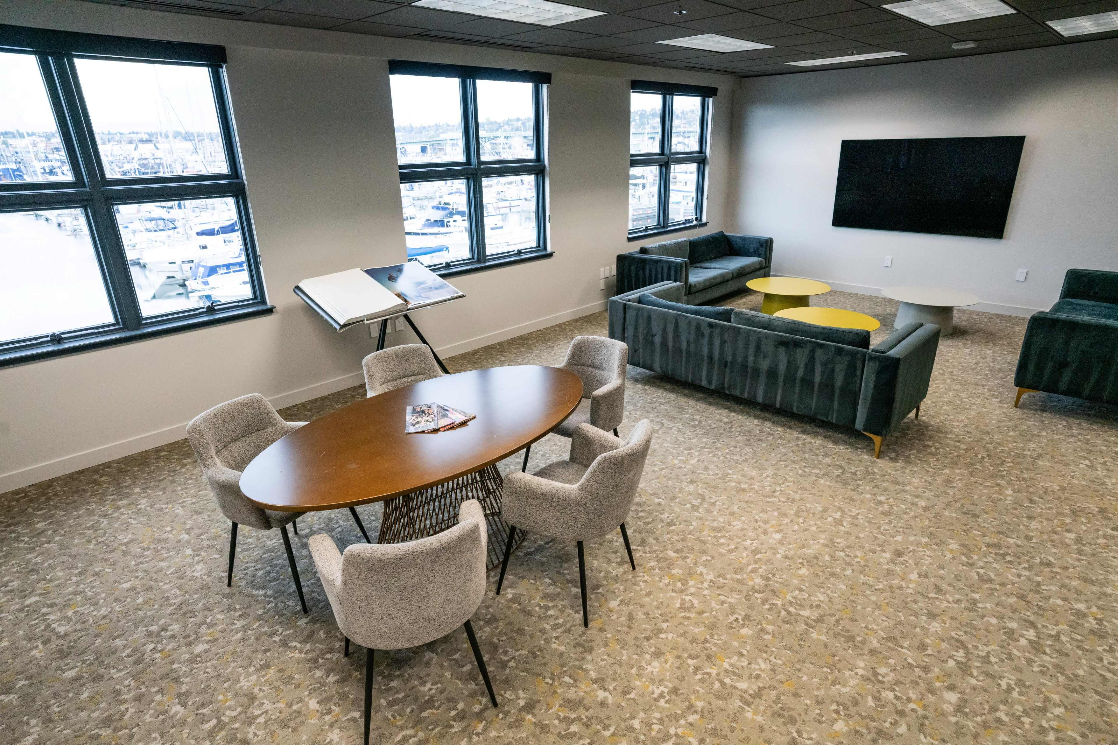 Versatile Common Space Equipped with Filming Capabilities and Stunning Waterfront Views at Fishermen's Terminal Image in Interbay, Seattle, WA