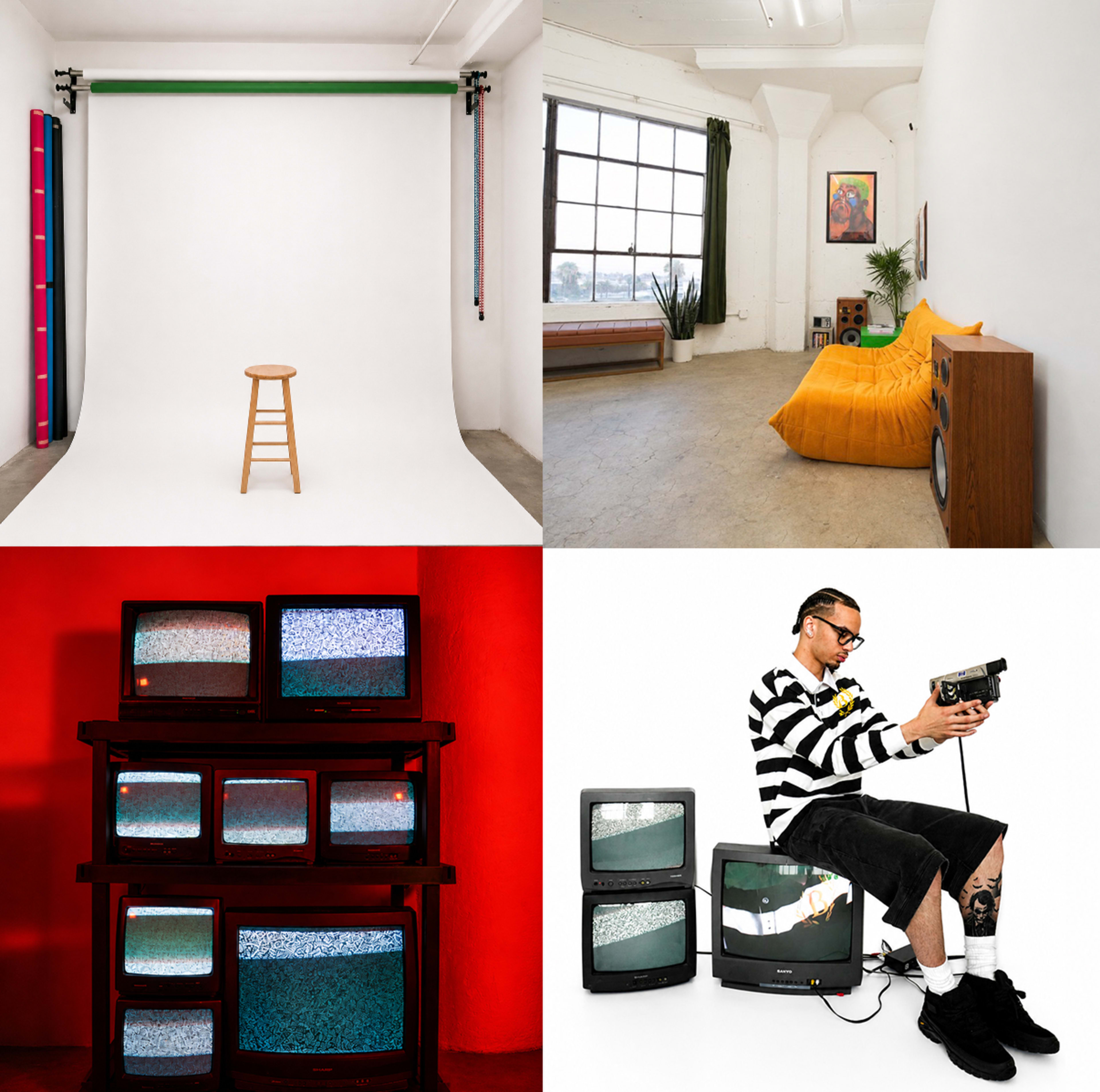 Photo Studio Natural Light with CRT Tv Wall Image in Central LA, Los Angeles, CA