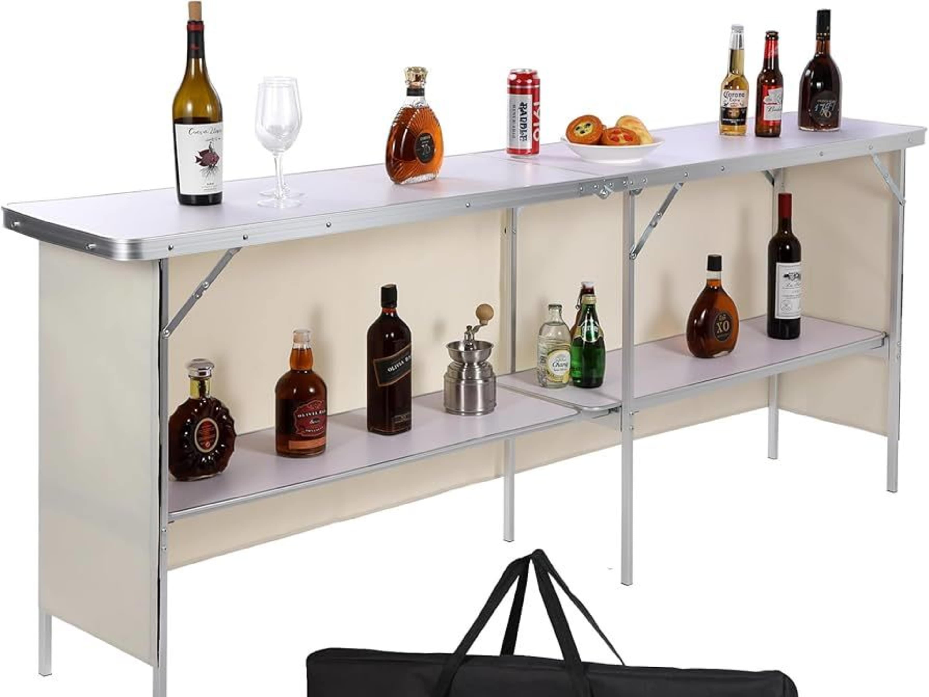 White & Silver Portable Bar 