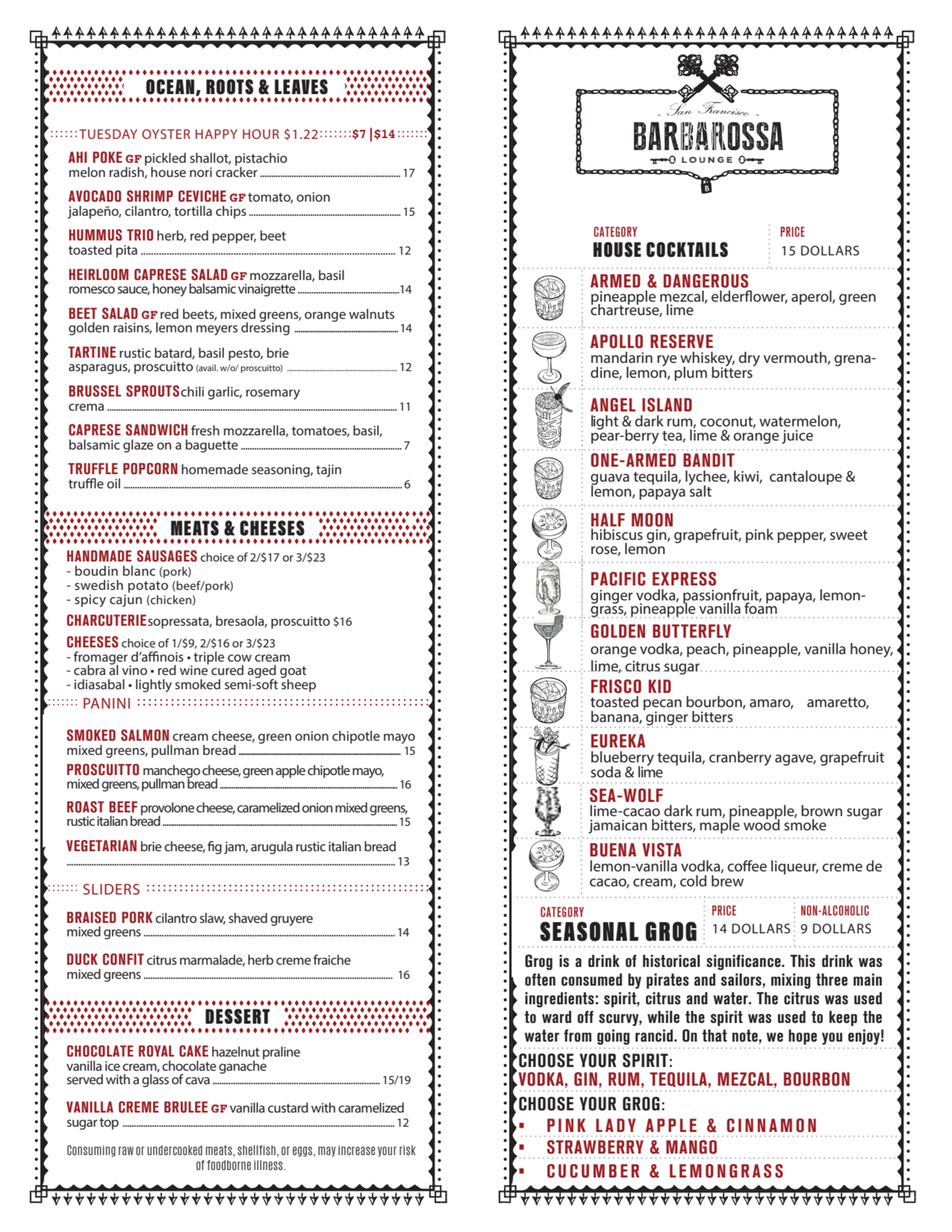 Menu offerings