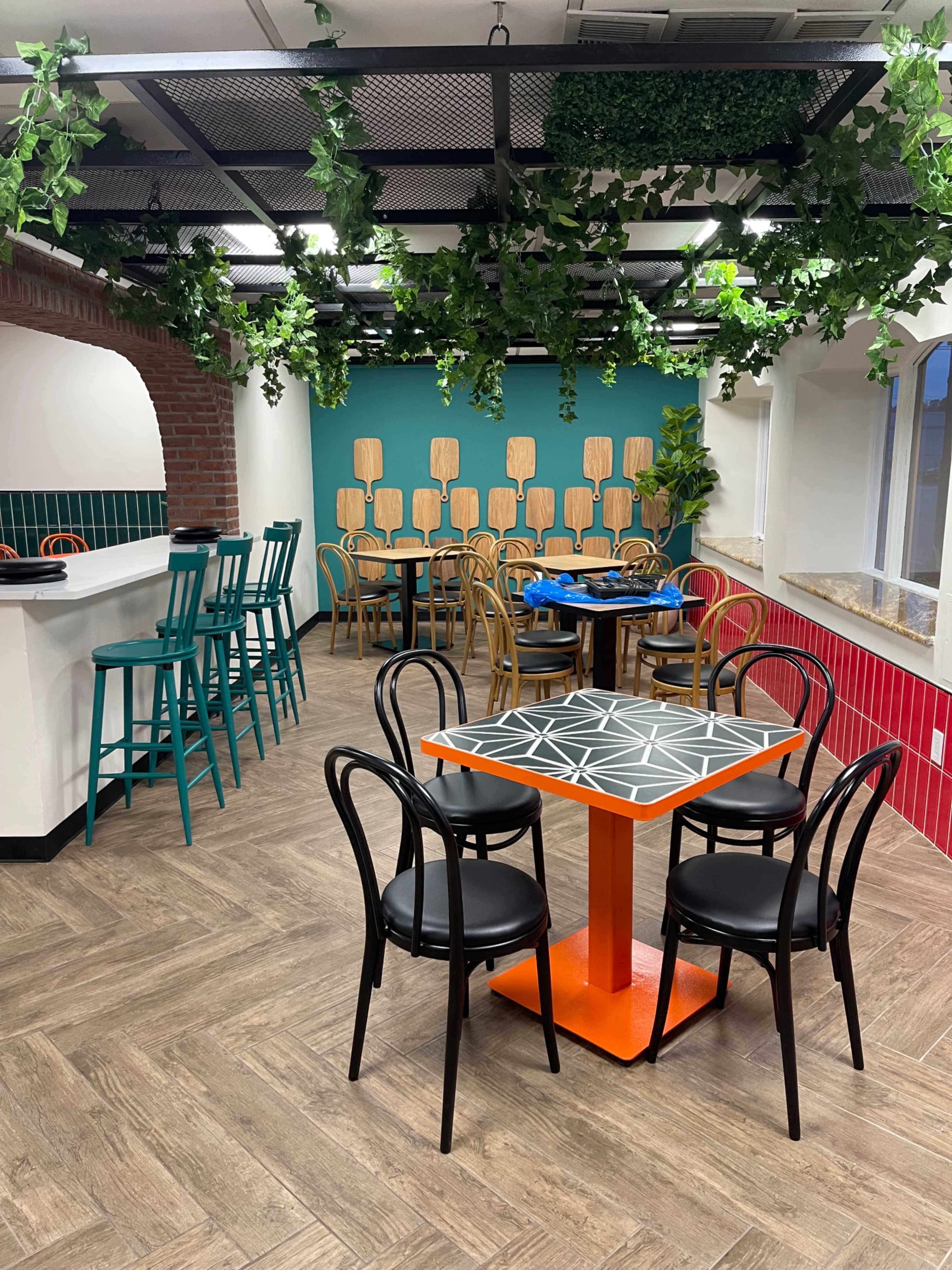 Urban, commercial, tropical, spacious kitchen, patio, lounge, speakeasy Image in Greenburgh, Elmsford, NY