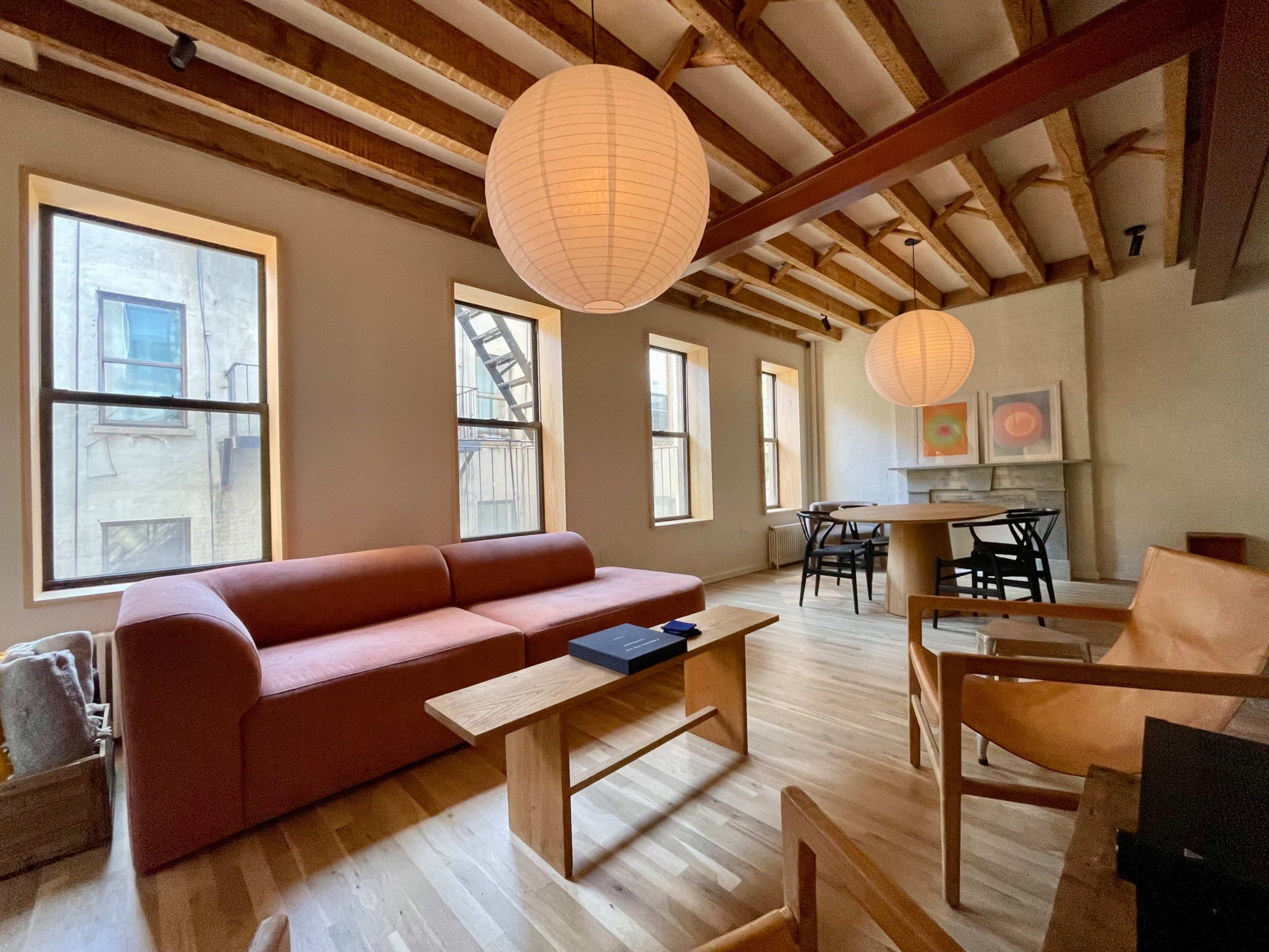 Stylish Wood Beamed Apartment With Two Decorative Fireplaces Image in East Village, New York, NY