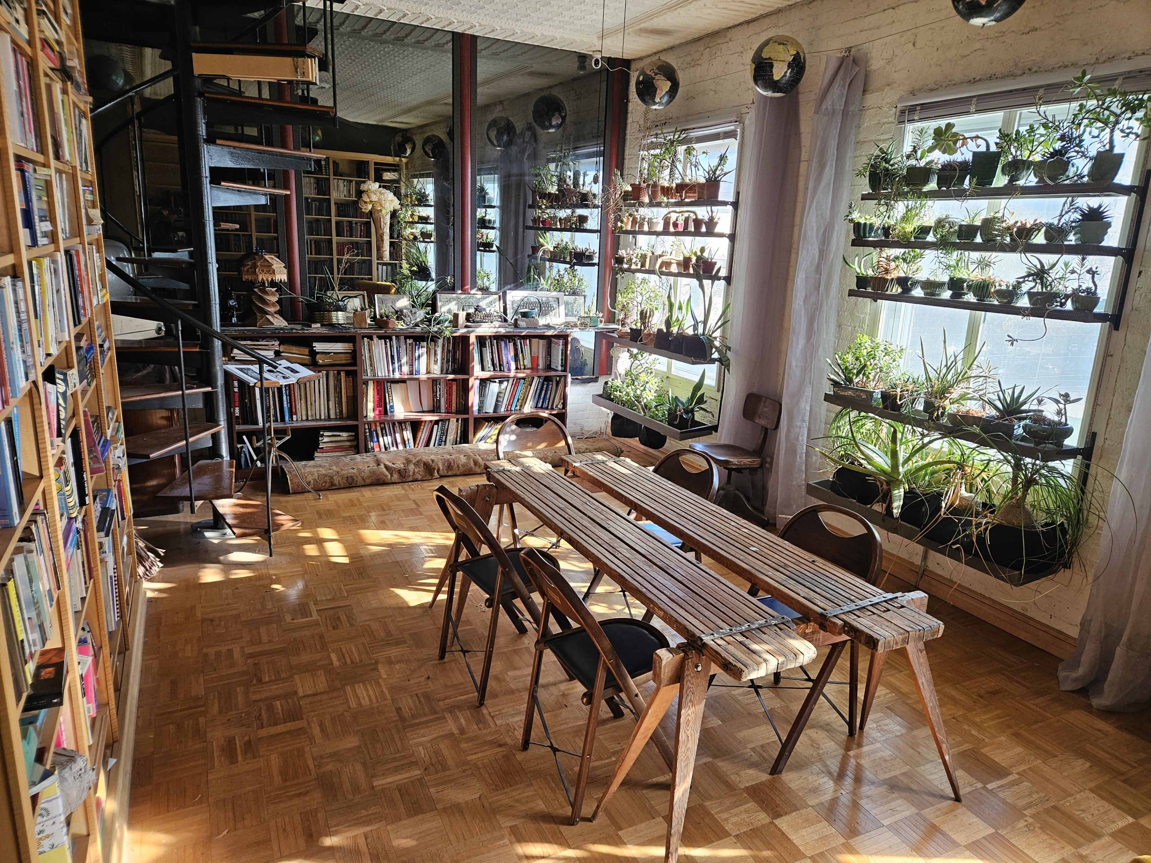 Unique Library in 1920's Industrial Building Brooklyn Image in Williamsburg, Brooklyn, NY