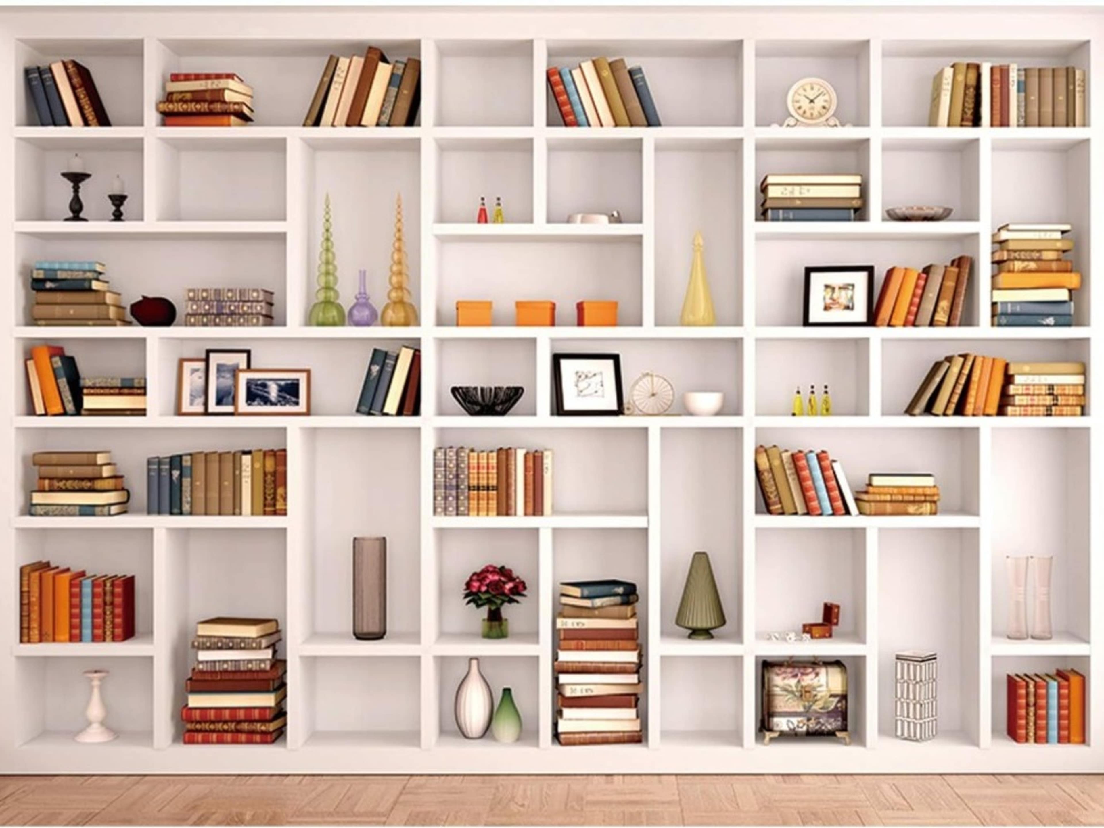 Bookshelf, Brick and Wood Cloth Backdrops