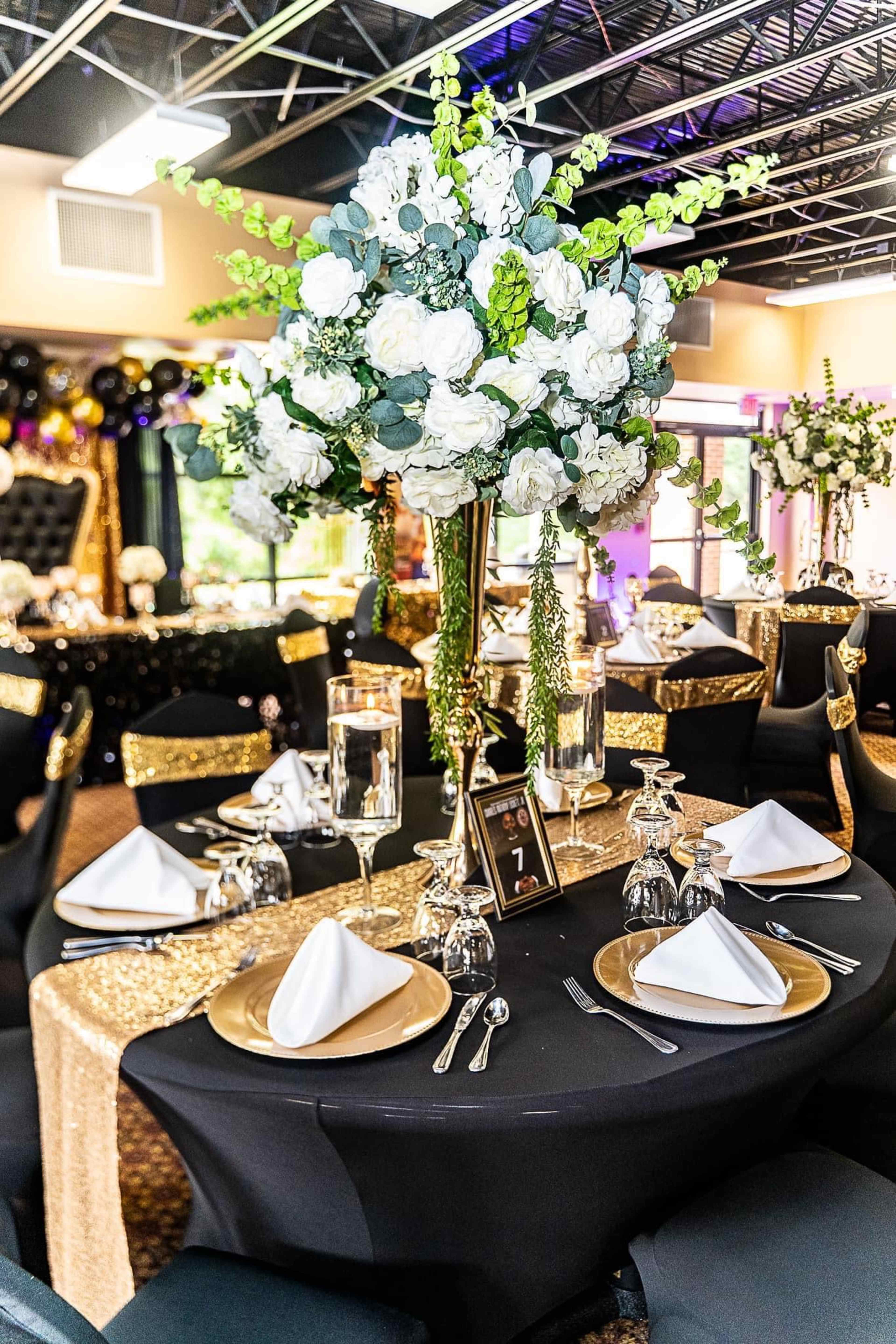 The banquet hall is ideal for dinner parties, corporate gatherings, receptions, reunions and baby showers. Image in High Point, High Point, NC