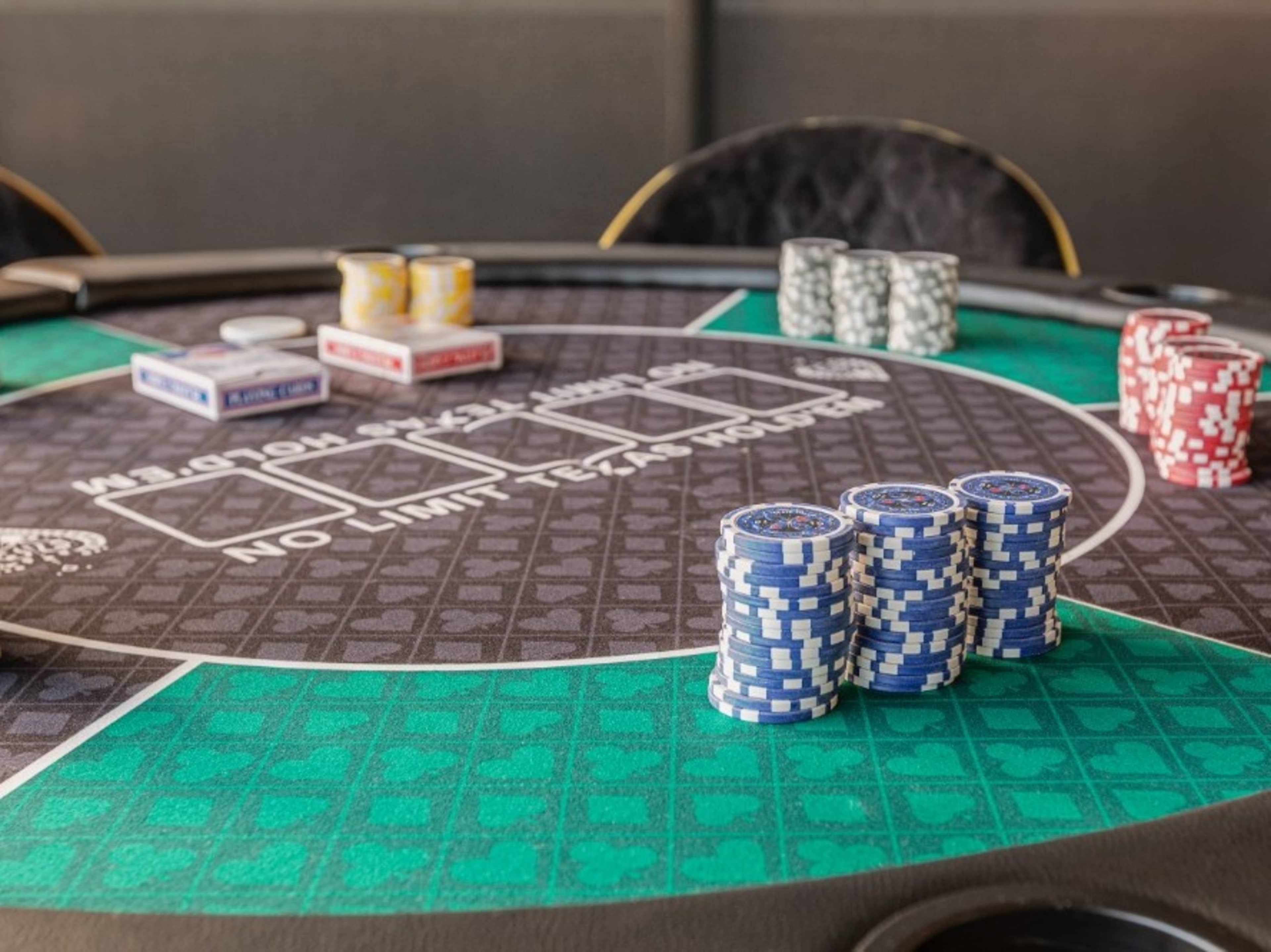 Poker table with chips