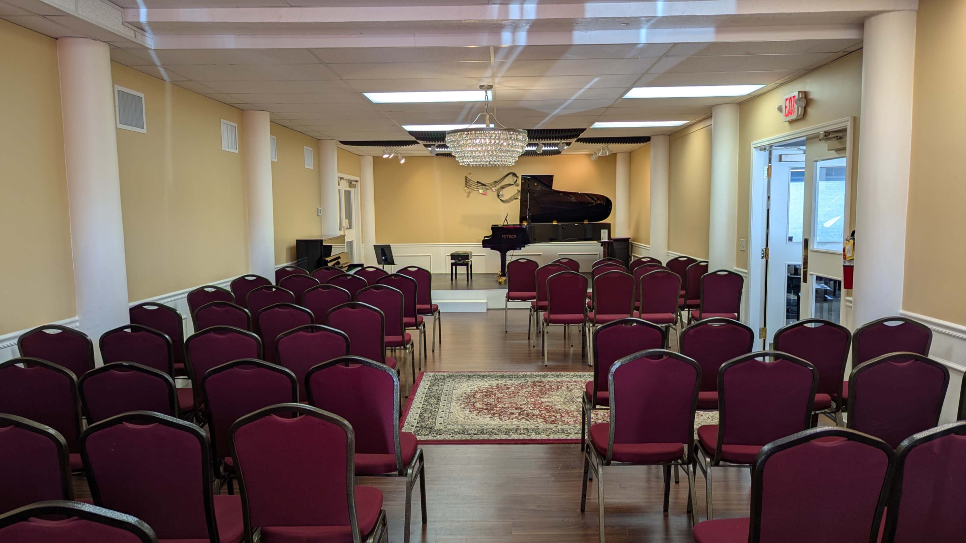 Elegant Recital Hall with Concert Grand Piano Image in Wilburton, Bellevue, WA