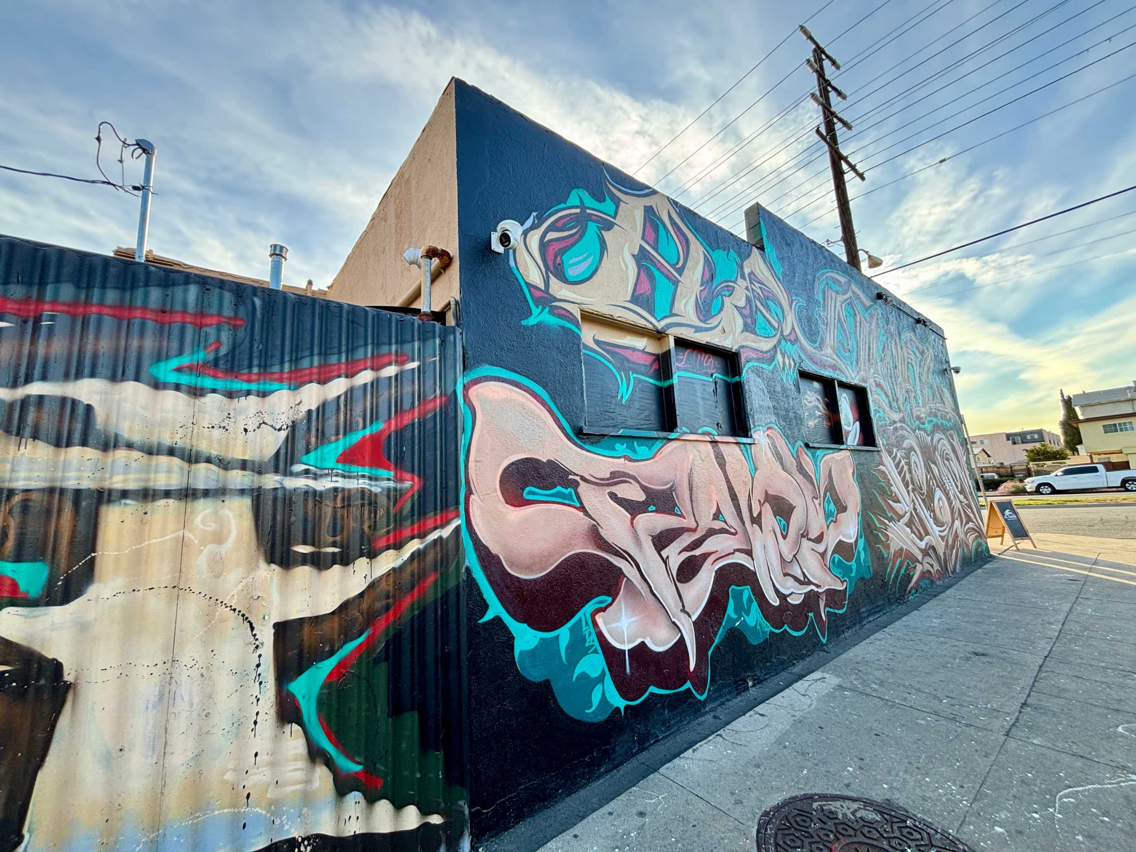 French Coffee Shop Cafe with Patio and Grafitti Image in North Hollywood, North Hollywood, CA