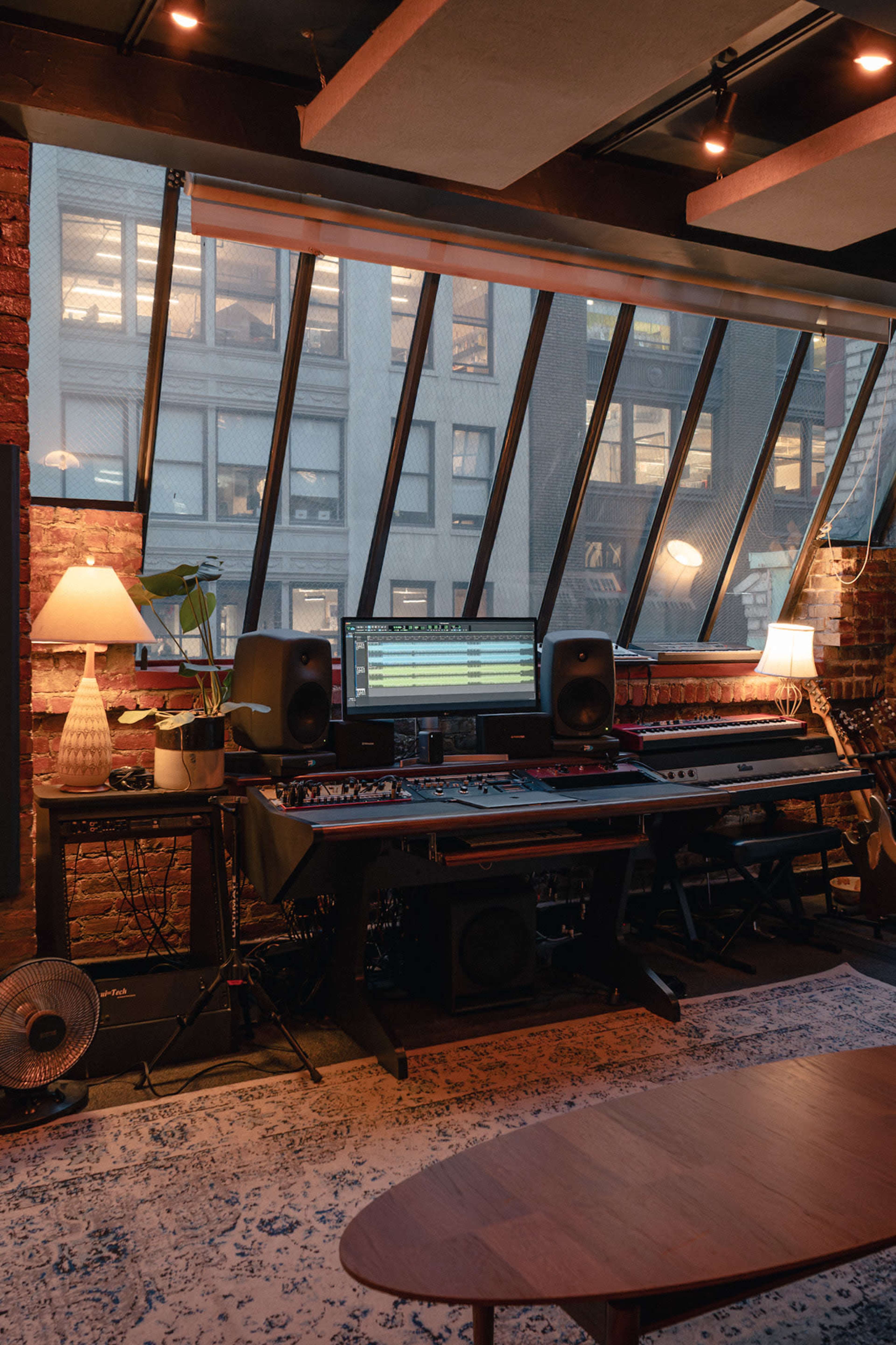 Penthouse recording studio with views directly under the empire state building. Image in Midtown Manhattan, New York, NY
