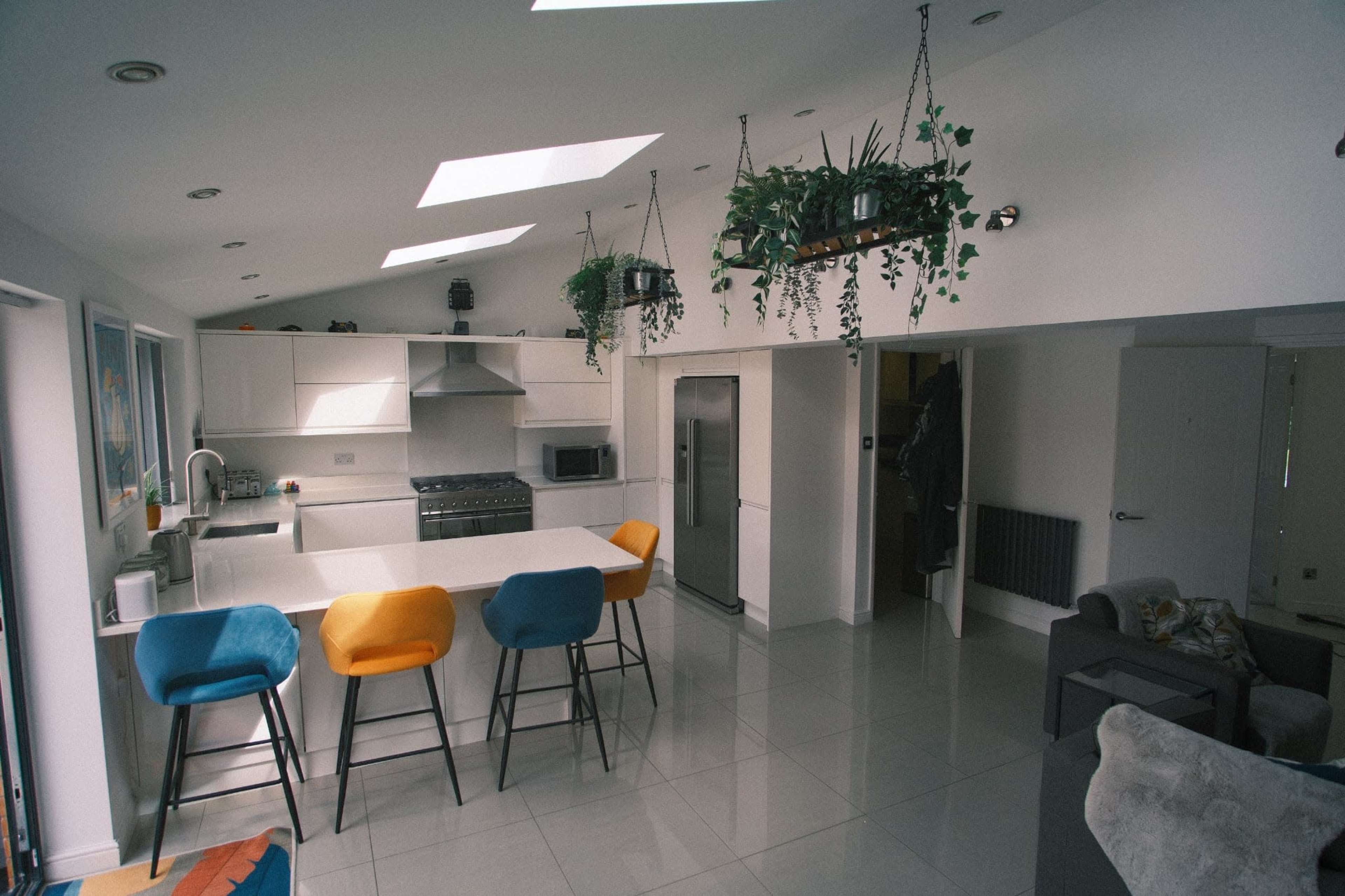 Modern and fun kitchen with open plan living space leading to a modern back garden Image in Euxton, Euxton, Chorley, ENG