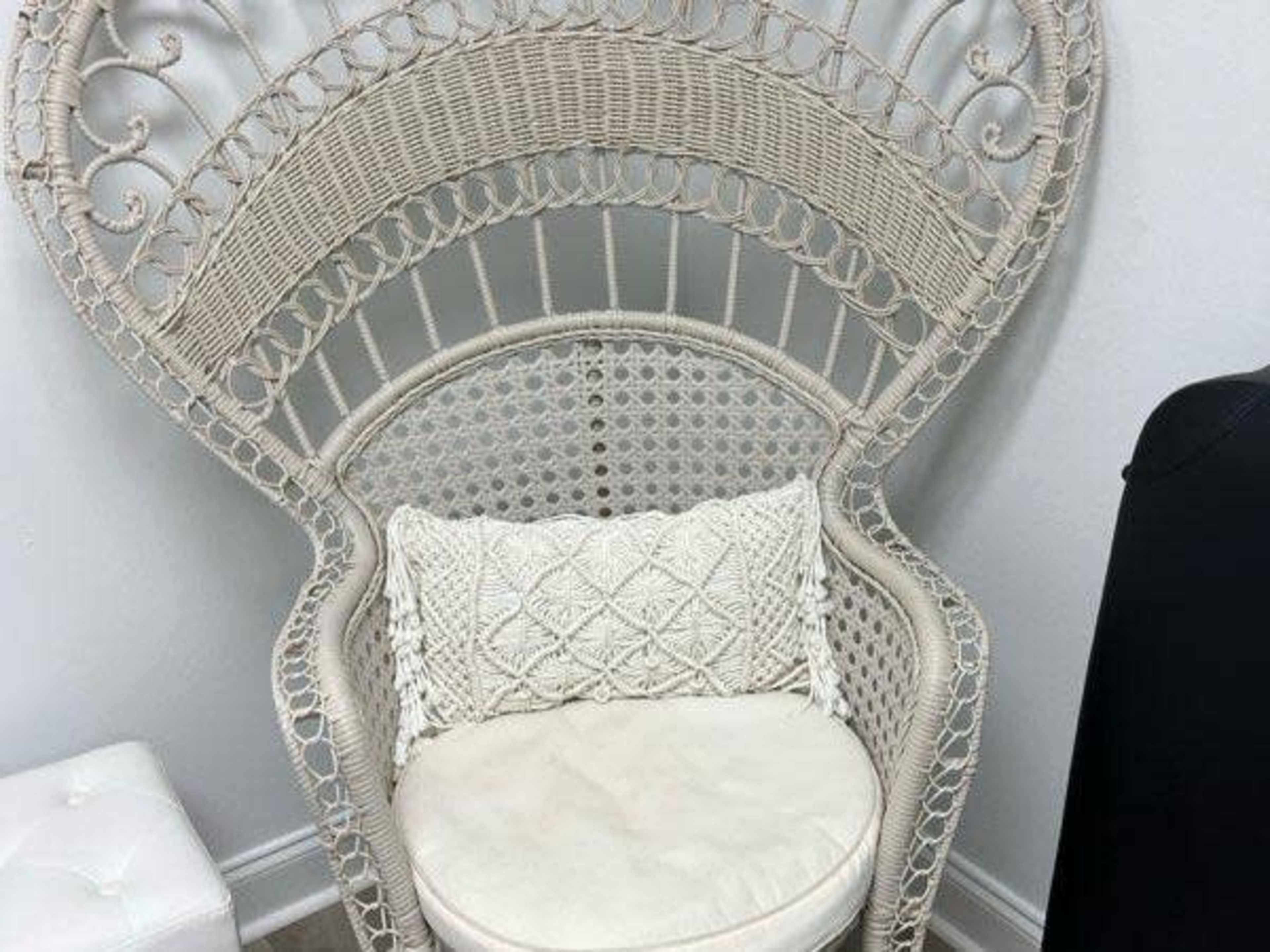 white peacock chair