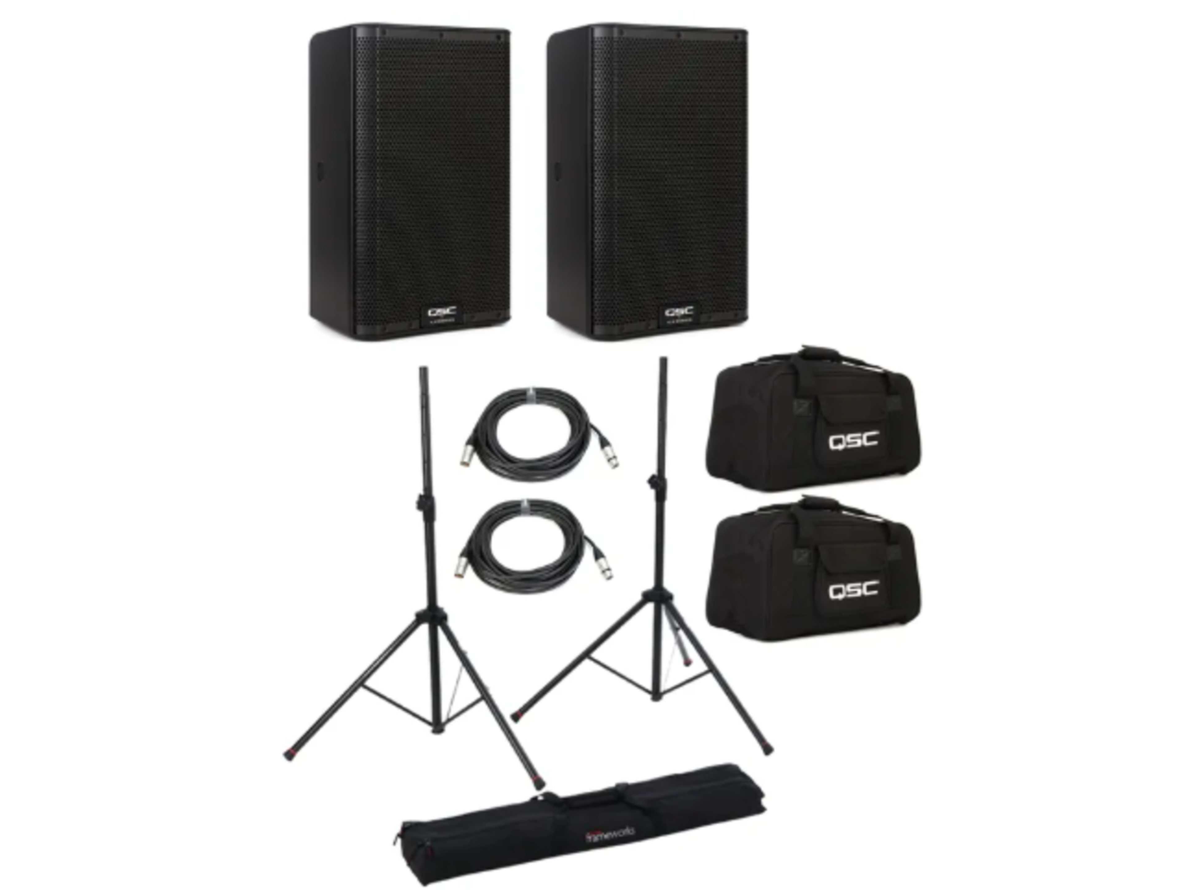 QSC K8.2 Powered Speaker Pair with Stands