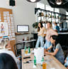 Brainstorm meeting in a bar location