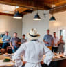 Cooking class in an commercial kitchen rental